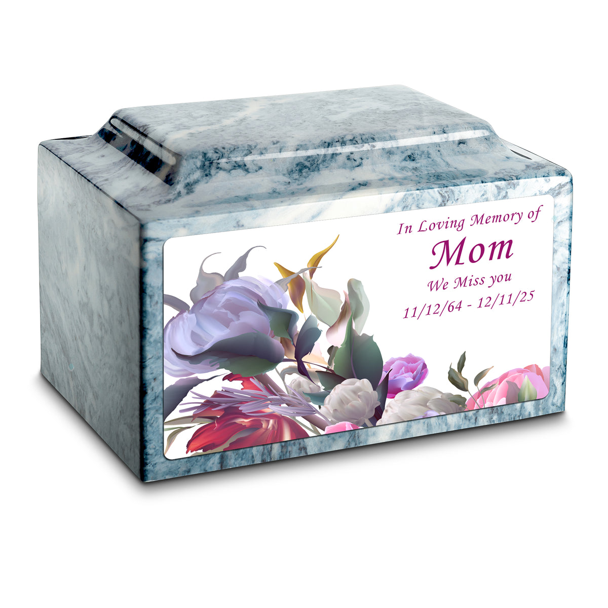 Adult Legacy Custom Printed Modern Flowers Cultured Marble Urns by MacKenzie
