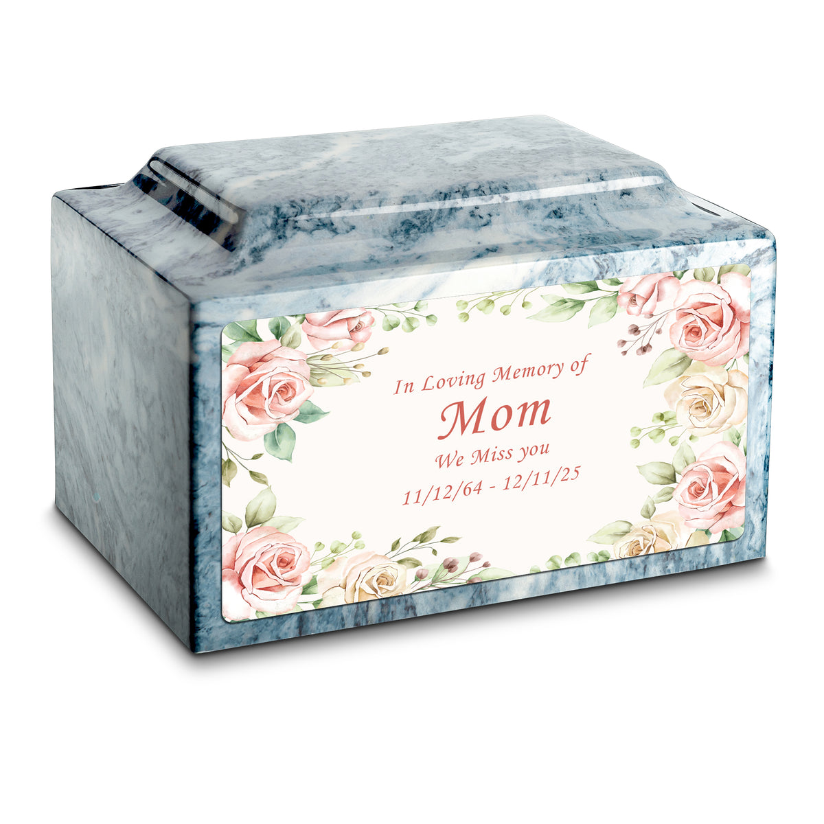 Adult Legacy Custom Printed Flower Frame Cultured Marble Urns by MacKenzie