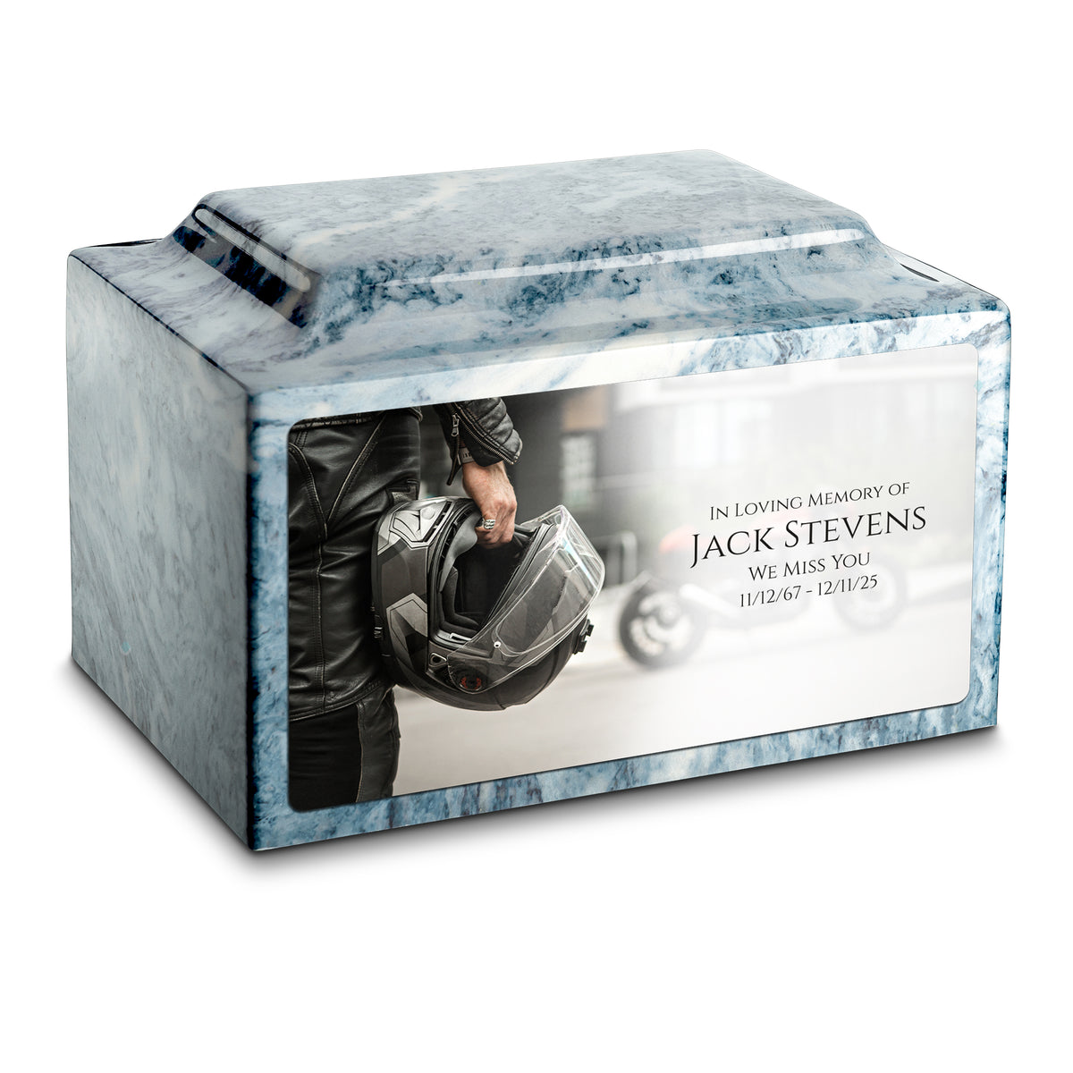 Adult Legacy Custom Printed Motorcycle Helmet Cultured Marble Urns by MacKenzie