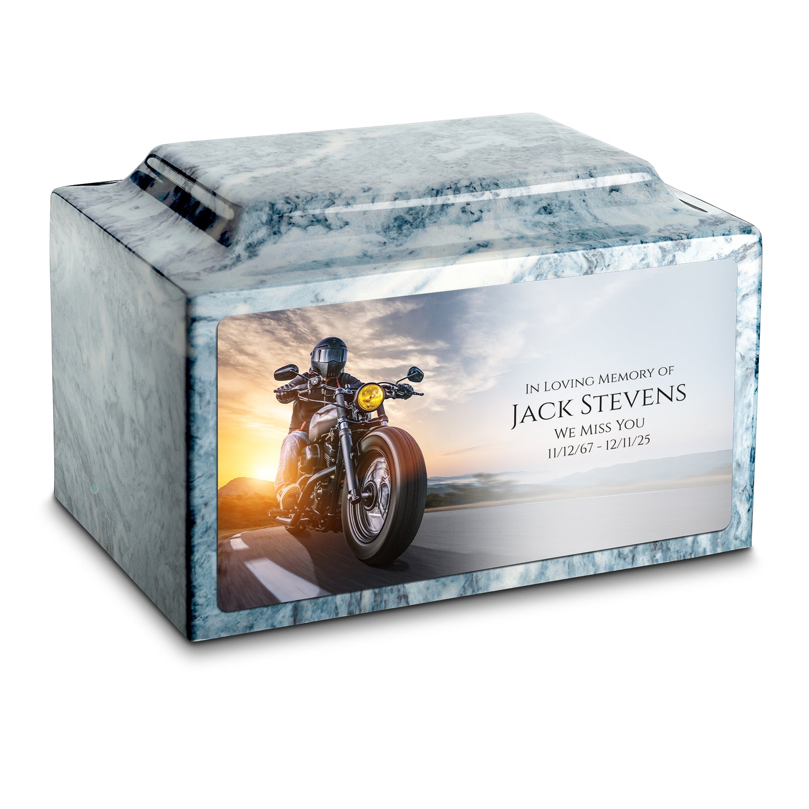 Adult Legacy Custom Printed Motorcycle Cultured Marble Urns by MacKenzie