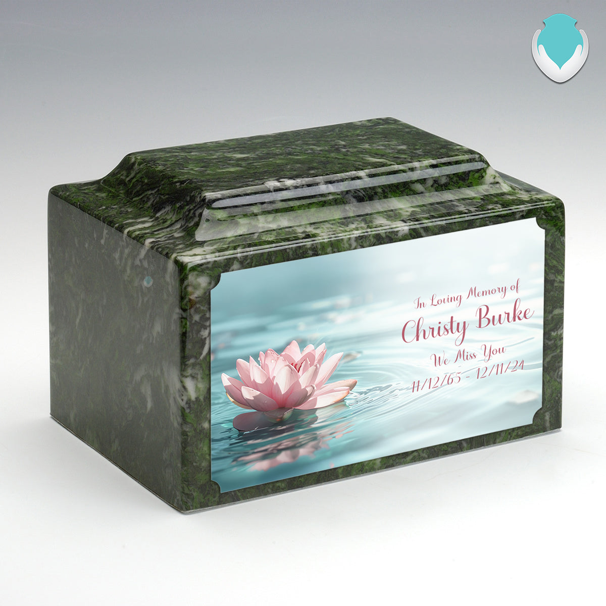 Adult Legacy Custom Printed Lotus Flower Cultured Marble Urns by MacKenzie