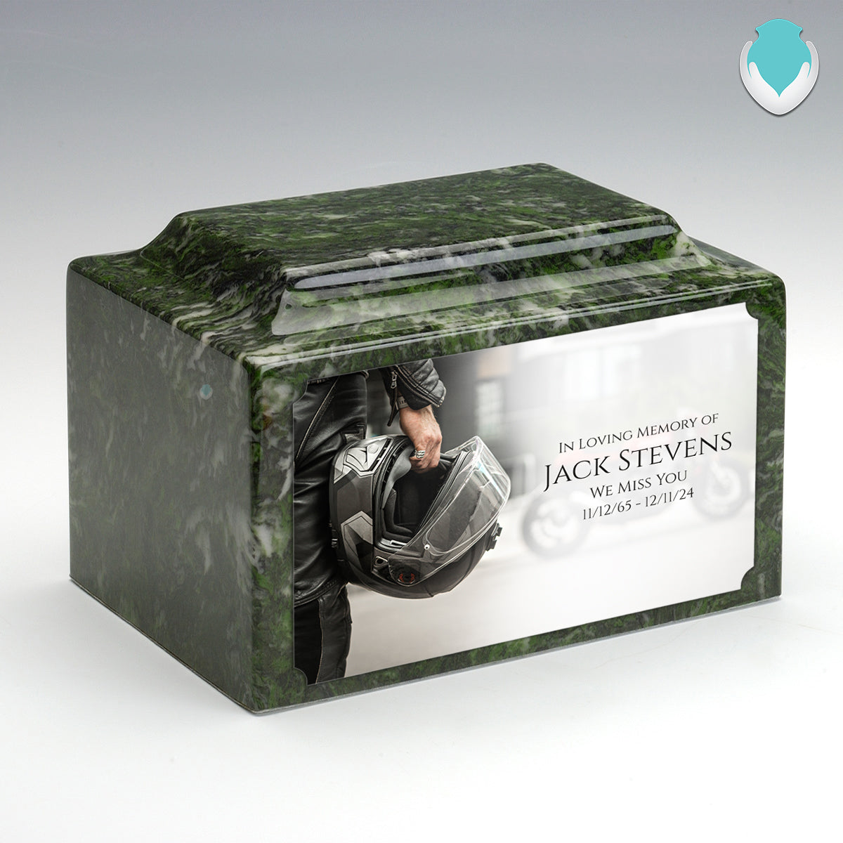 Adult Legacy Custom Printed Motorcycle Helmet Cultured Marble Urns by MacKenzie