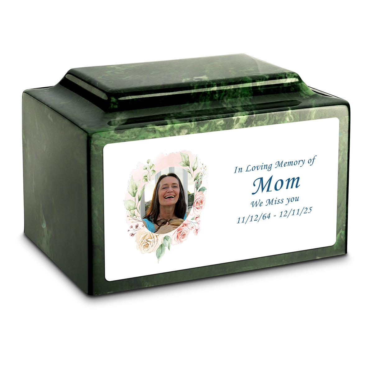 Adult Legacy Custom Printed Flower Photo Frame Cultured Marble Urns by MacKenzie
