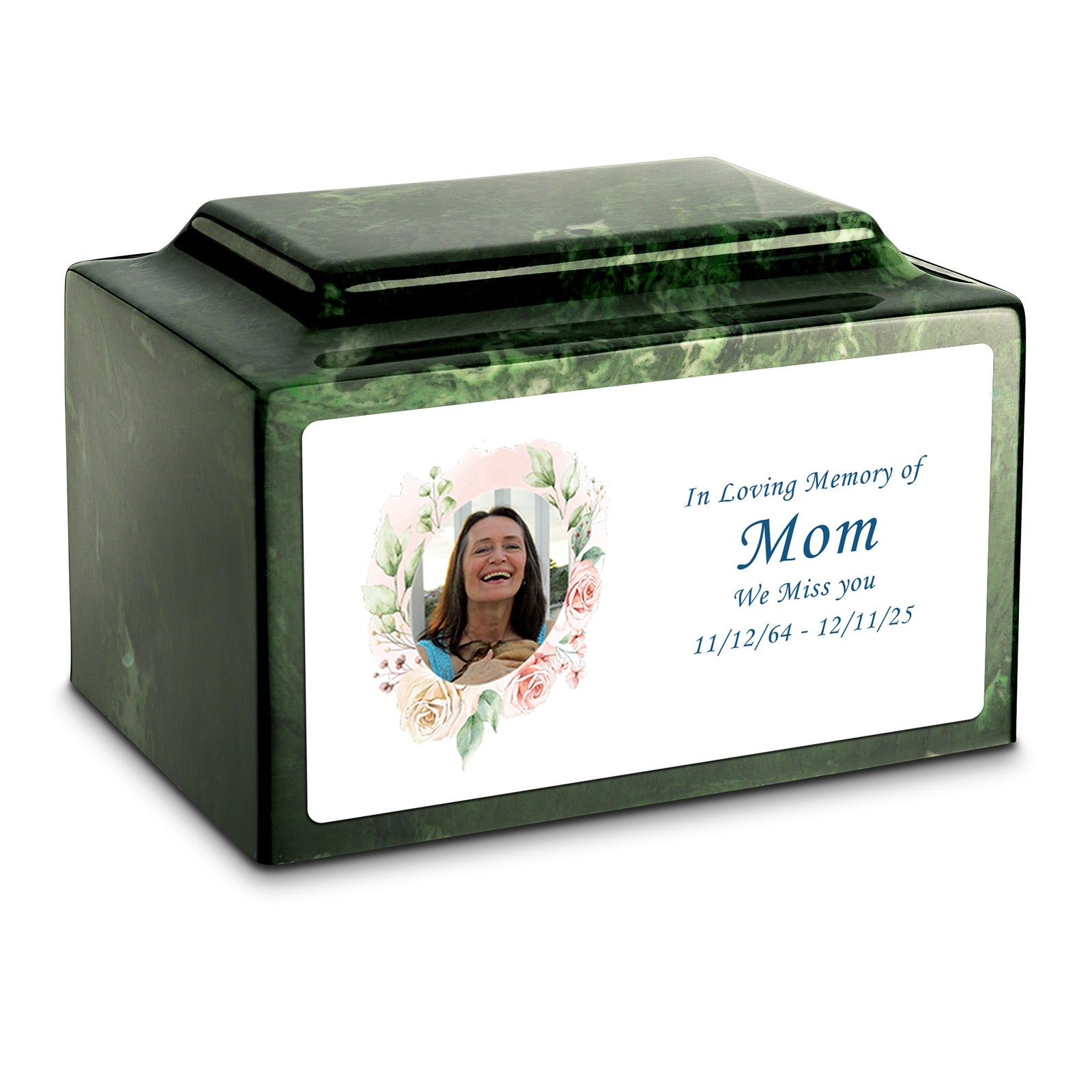 Adult Legacy Custom Printed Flower Photo Frame Cultured Marble Urns by MacKenzie