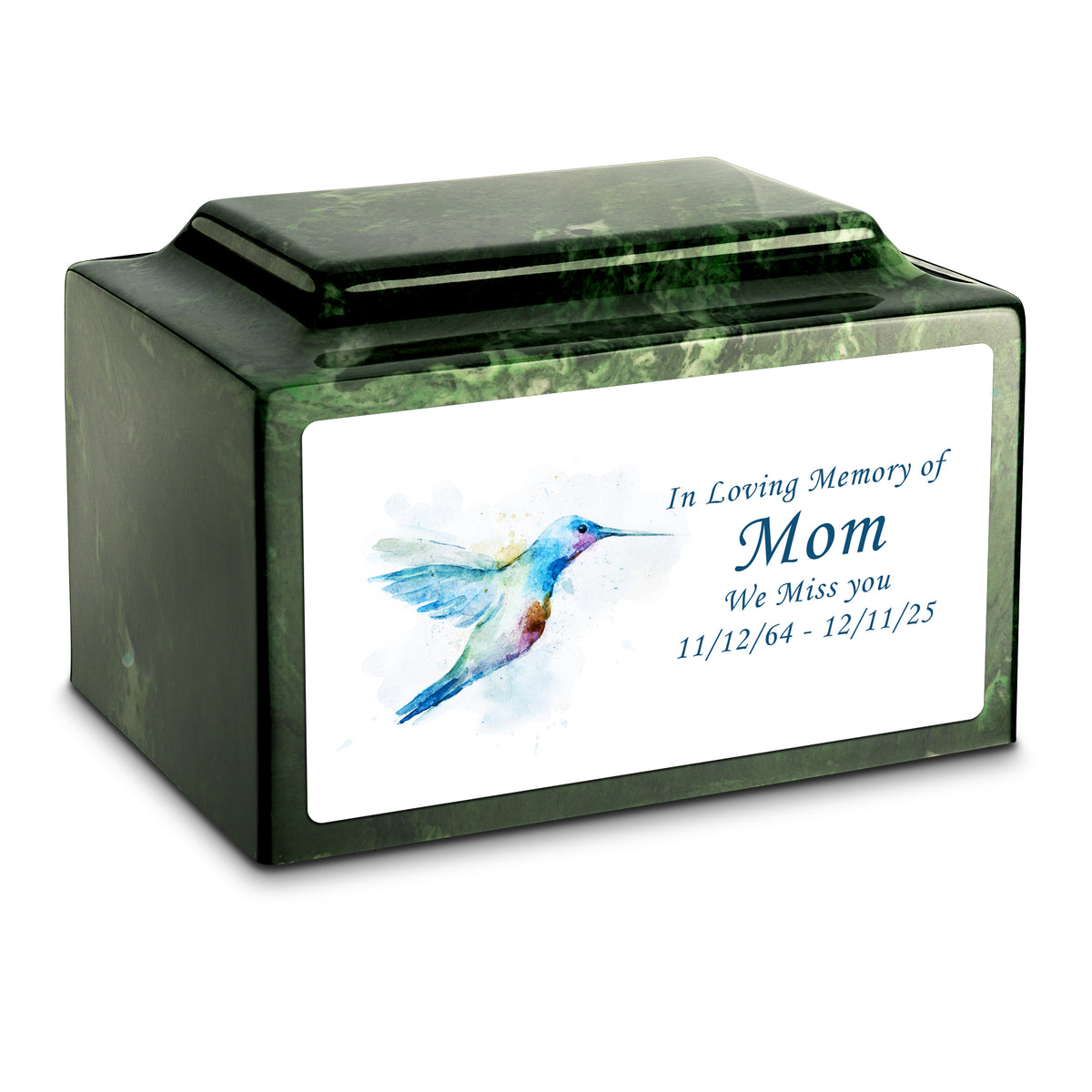 Adult Legacy Custom Printed Hummingbird Cultured Marble Urns by MacKenzie
