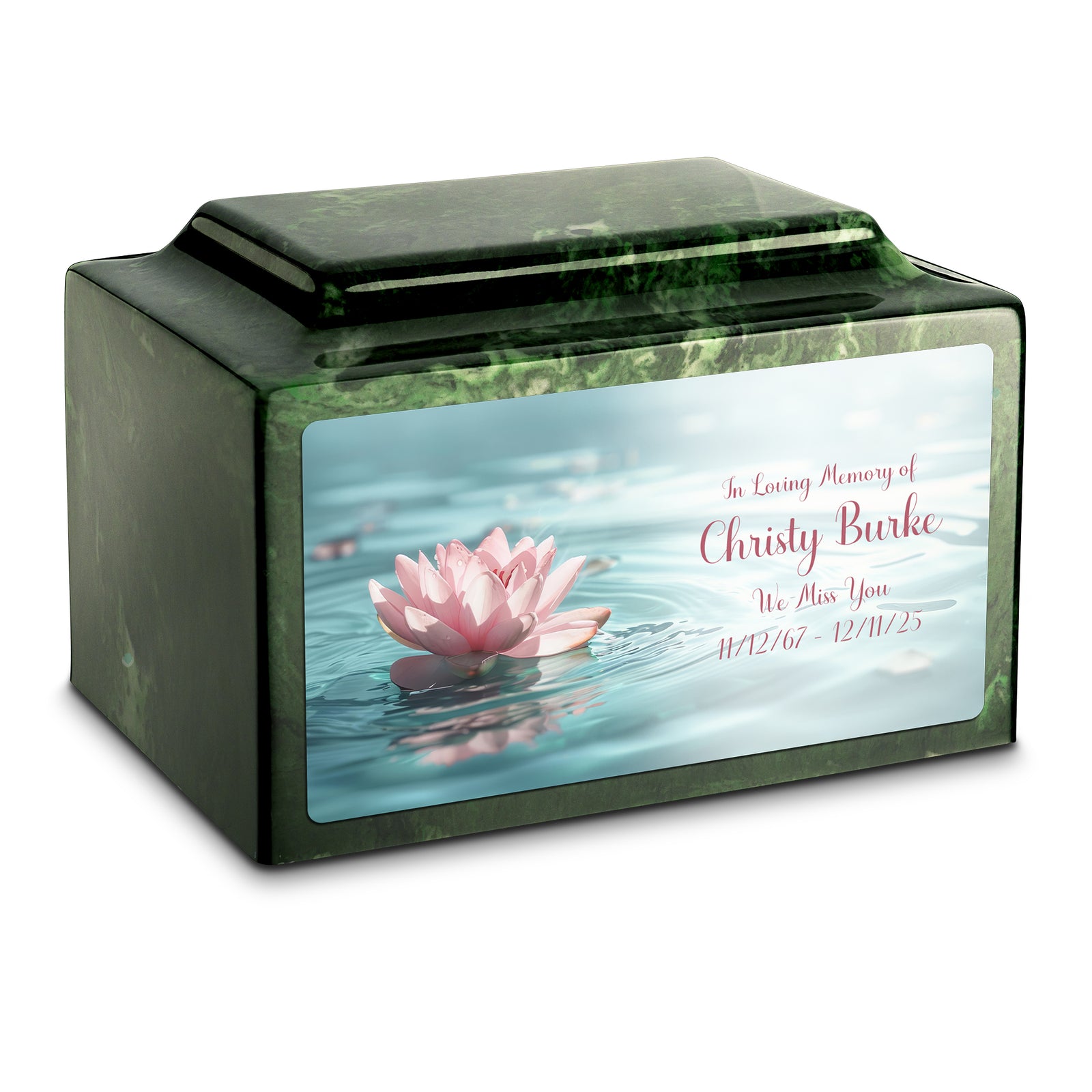 Adult Legacy Custom Printed Lotus Flower Cultured Marble Urns by MacKenzie