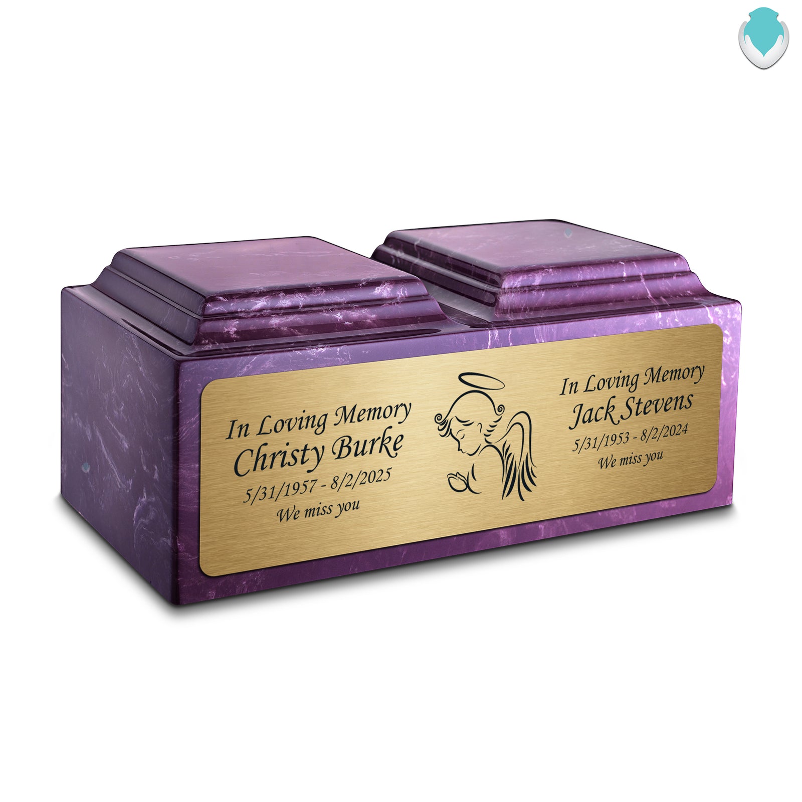 Adult Companion Custom Printed Amethyst Angel Cultured Marble Urns by MacKenzie