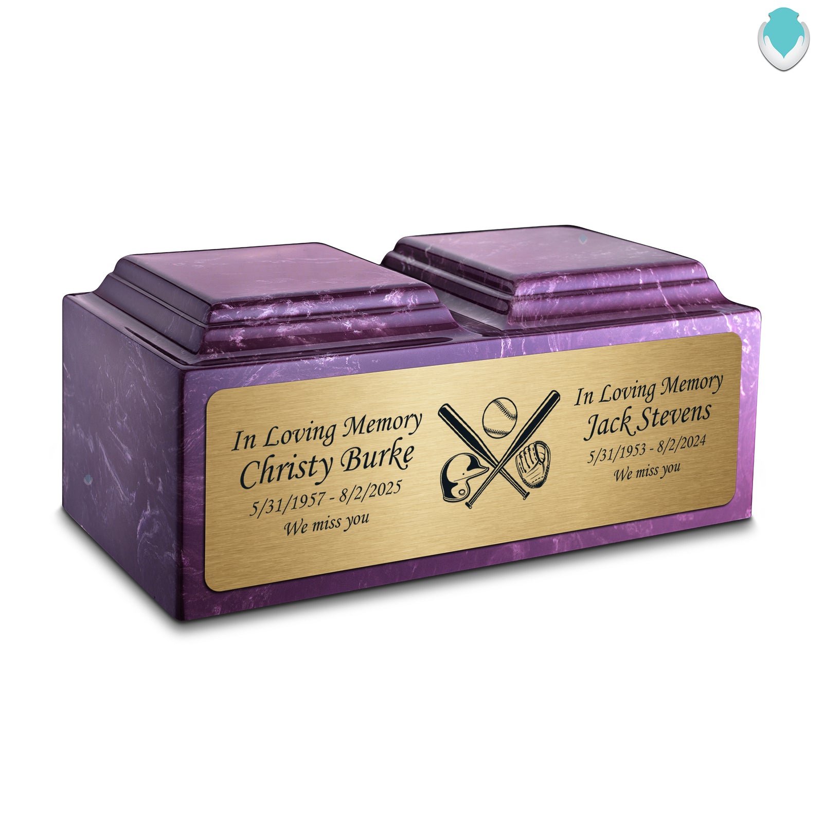 Adult Companion Custom Printed Amethyst Baseball Cultured Marble Urns by MacKenzie