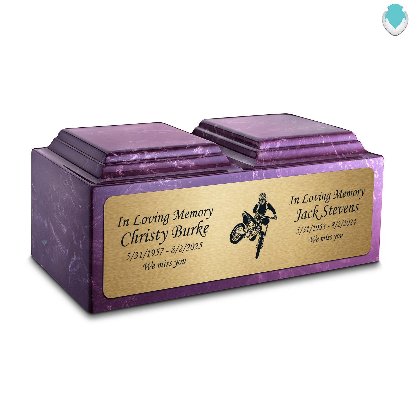 Adult Companion Custom Printed Amethyst Dirt Bike Cultured Marble Urns by MacKenzie
