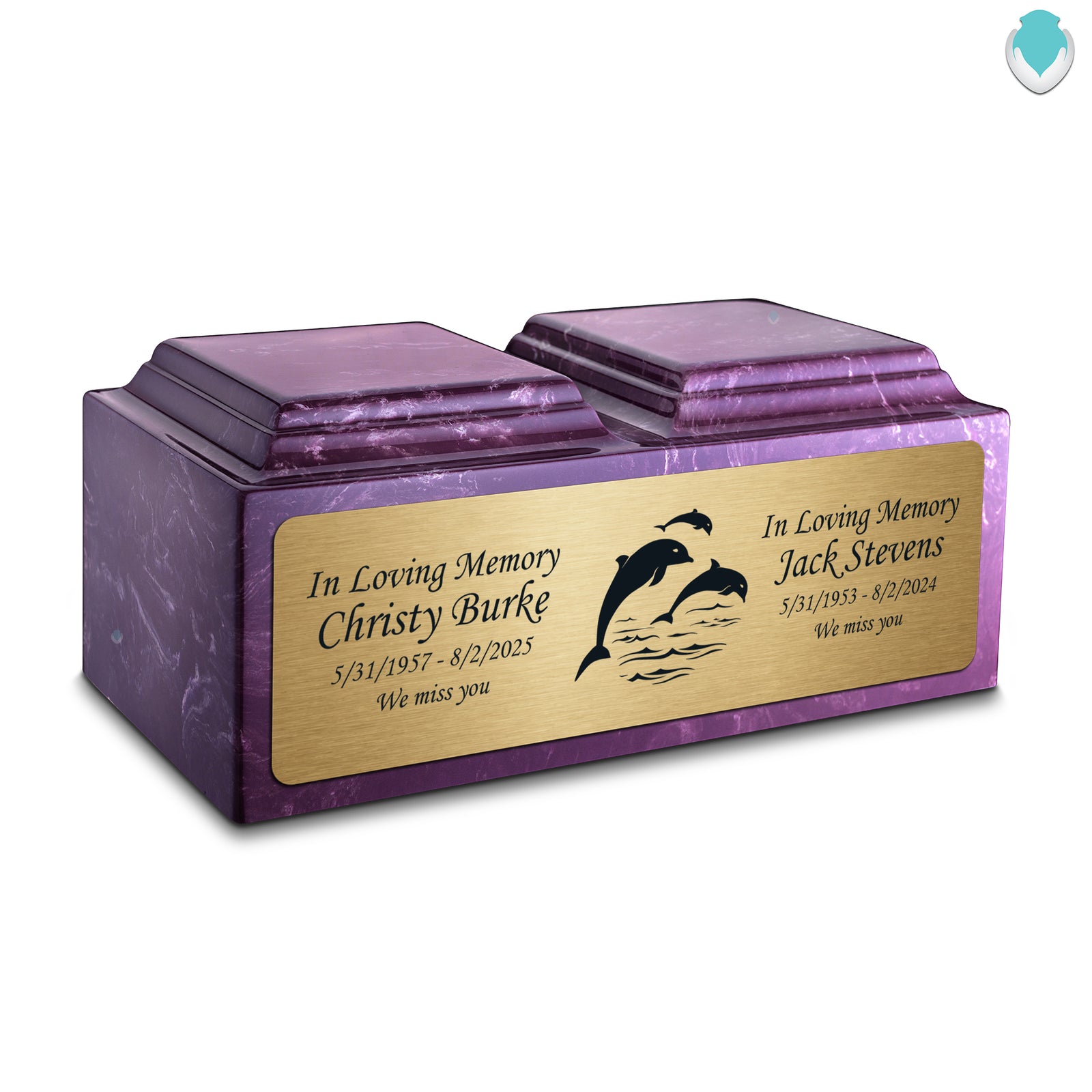 Adult Companion Custom Printed Amethyst Dolphin Cultured Marble Urns by MacKenzie