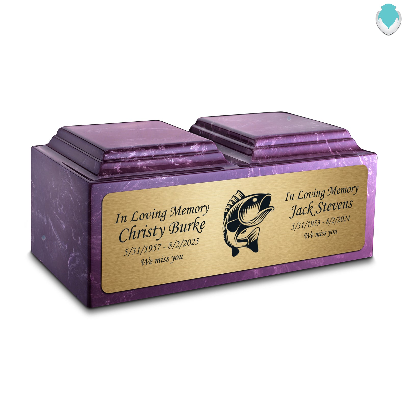 Adult Companion Custom Printed Amethyst Fishing Cultured Marble Urns by MacKenzie