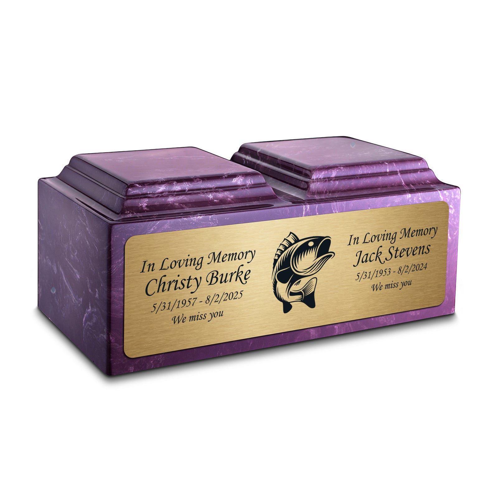 Adult Companion Custom Printed Amethyst Fishing Cultured Marble Urns by MacKenzie