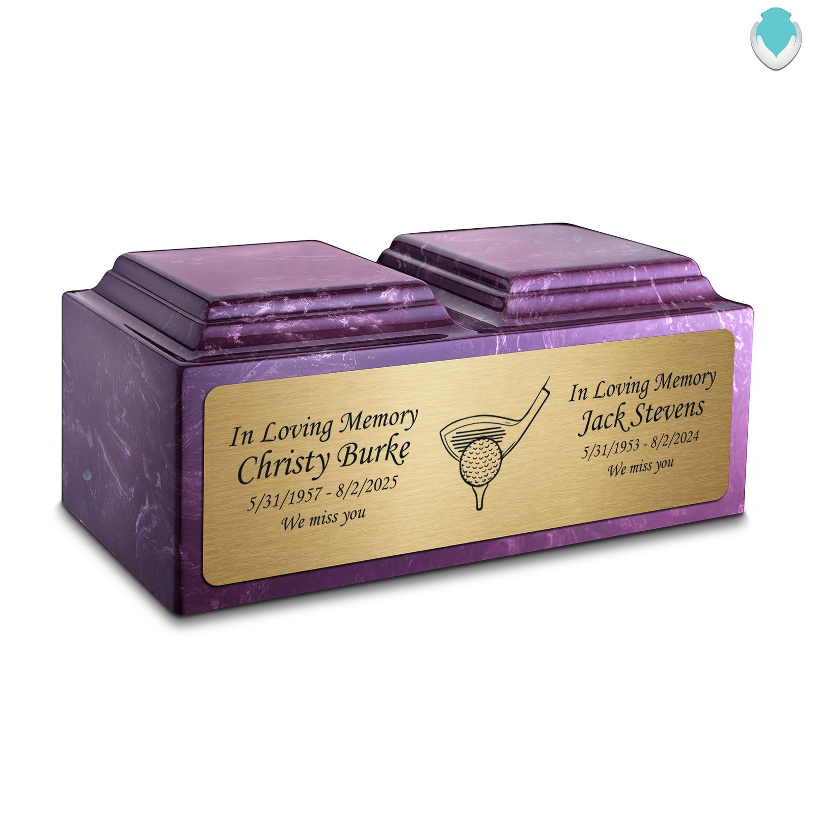 Adult Companion Custom Printed Amethyst Golf Cultured Marble Urns by MacKenzie