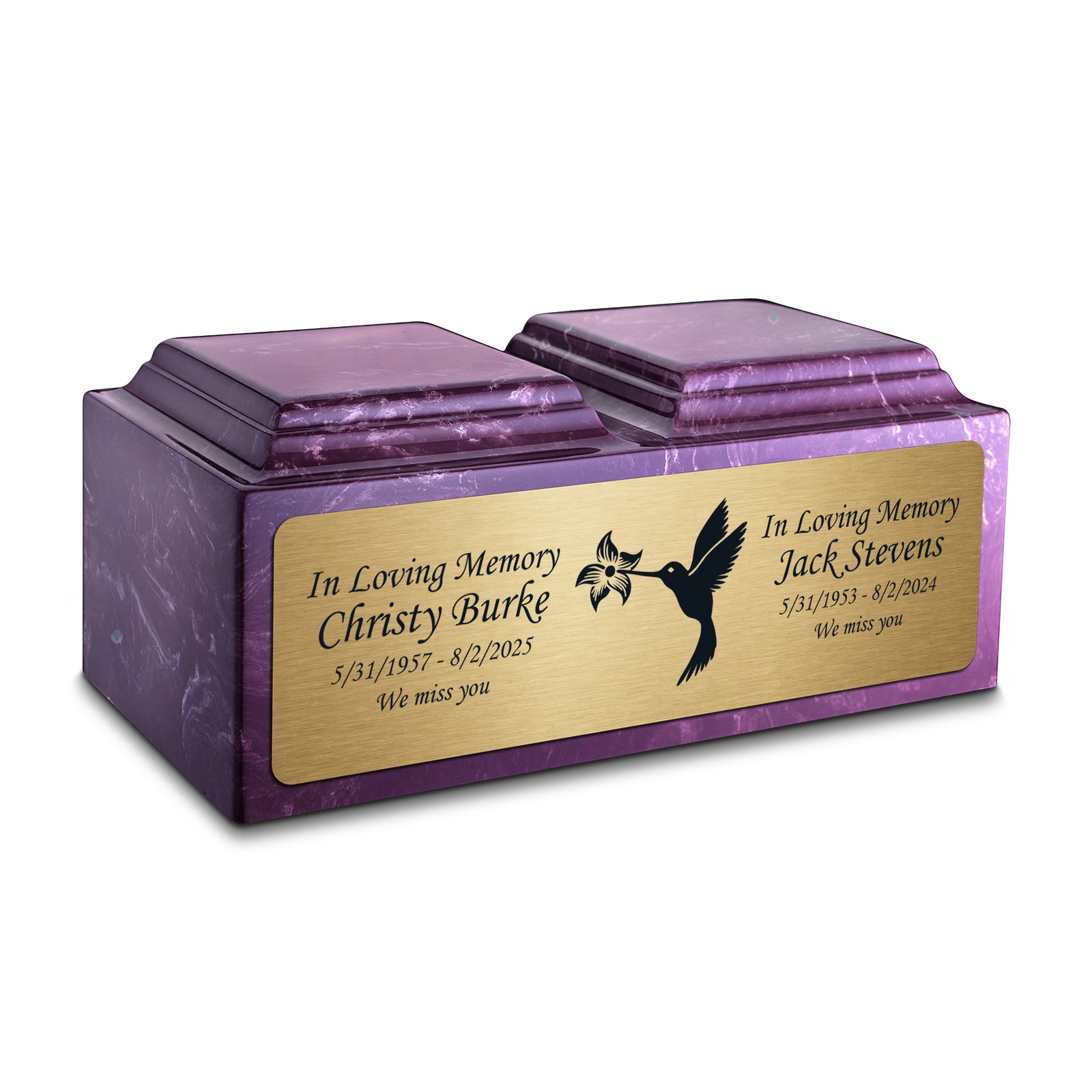Adult Companion Custom Printed Amethyst Hummingbird Cultured Marble Urns by MacKenzie