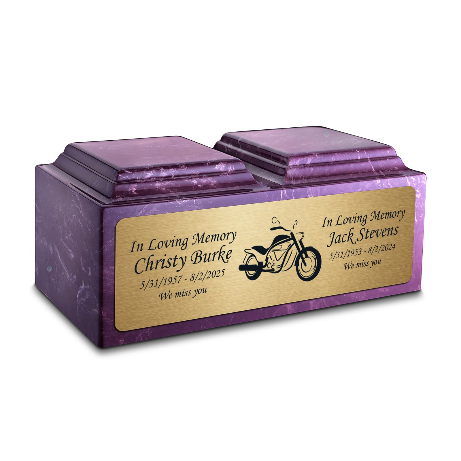 Adult Companion Custom Printed Amethyst Motorcycle Cultured Marble Urns by MacKenzie