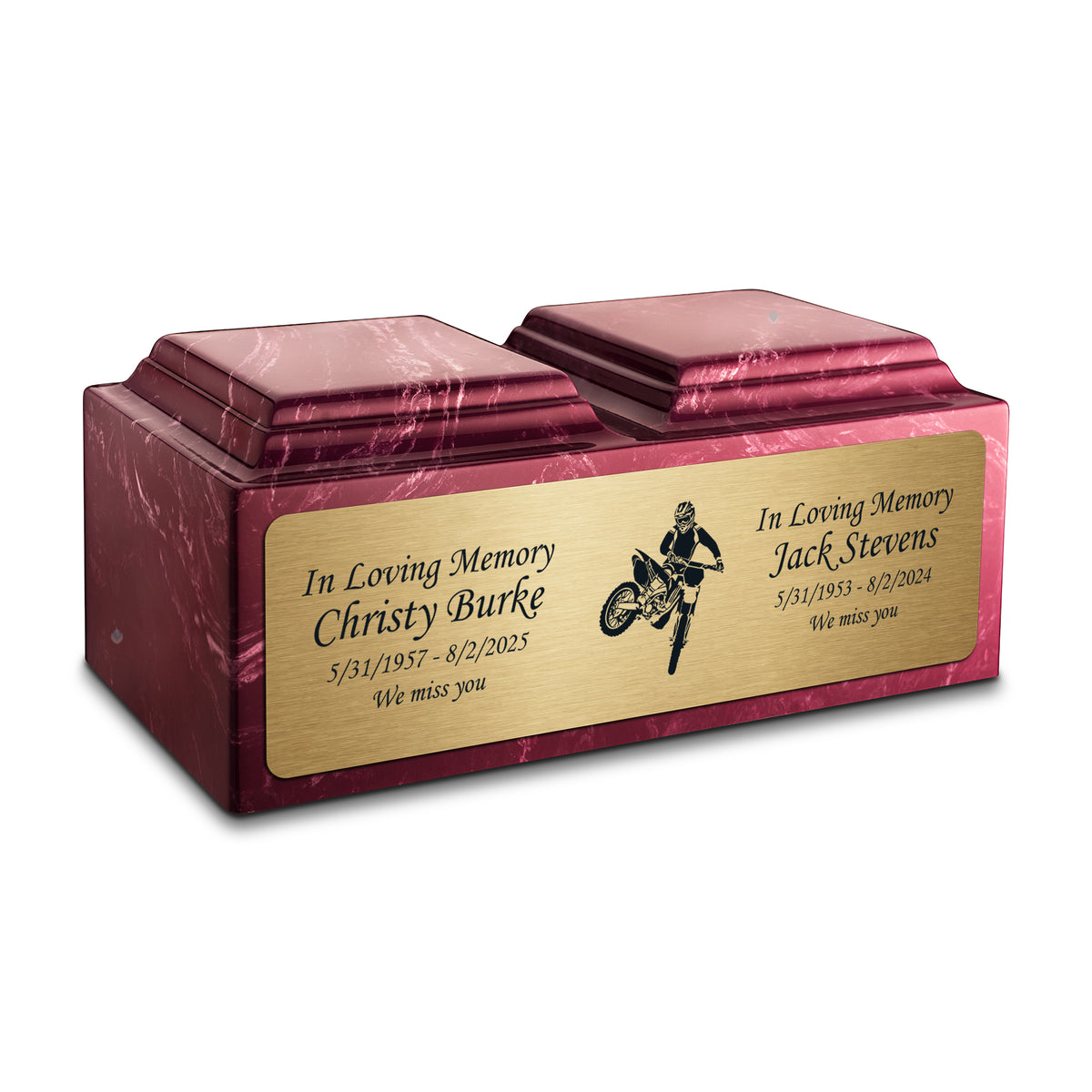 Adult Companion Custom Printed Berry Dirt Bike Cultured Marble Urns by MacKenzie