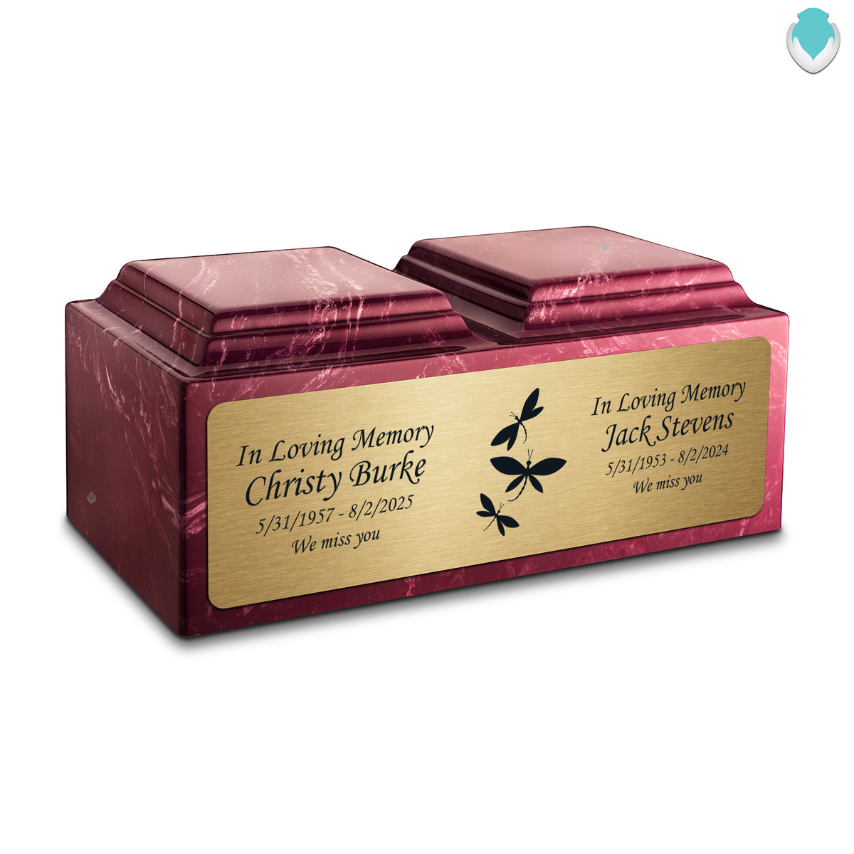 Adult Companion Custom Printed Berry Dragonflies Cultured Marble Urns by MacKenzie