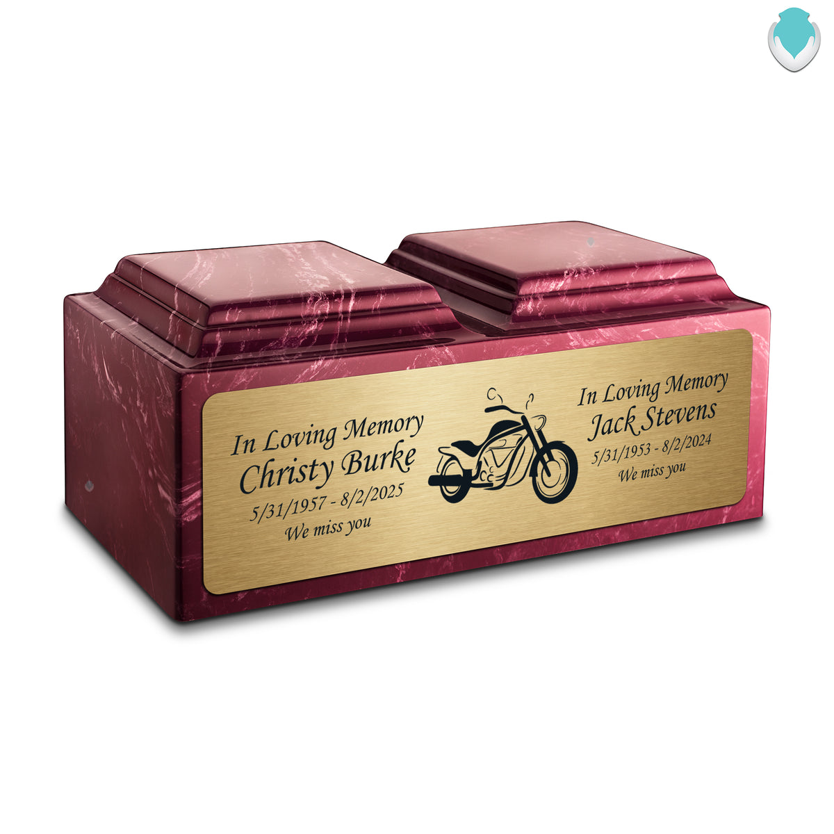 Adult Companion Custom Printed Berry Motorcycle Cultured Marble Urns by MacKenzie