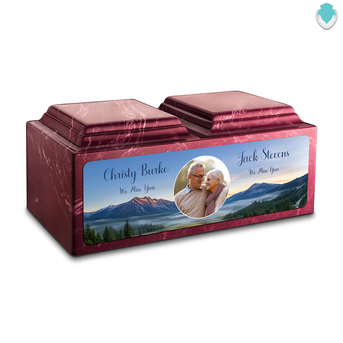 Adult Companion Custom Mountains Couple Portrait Memorial Berry Cultured Marble Urns by MacKenzie