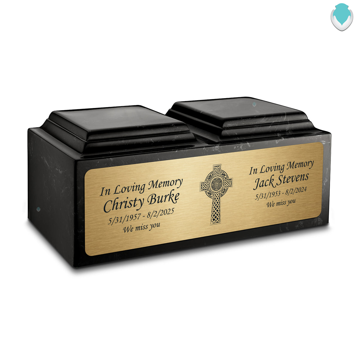Adult Companion Custom Printed Black and White Celtic Cross Cultured Marble Urns by MacKenzie