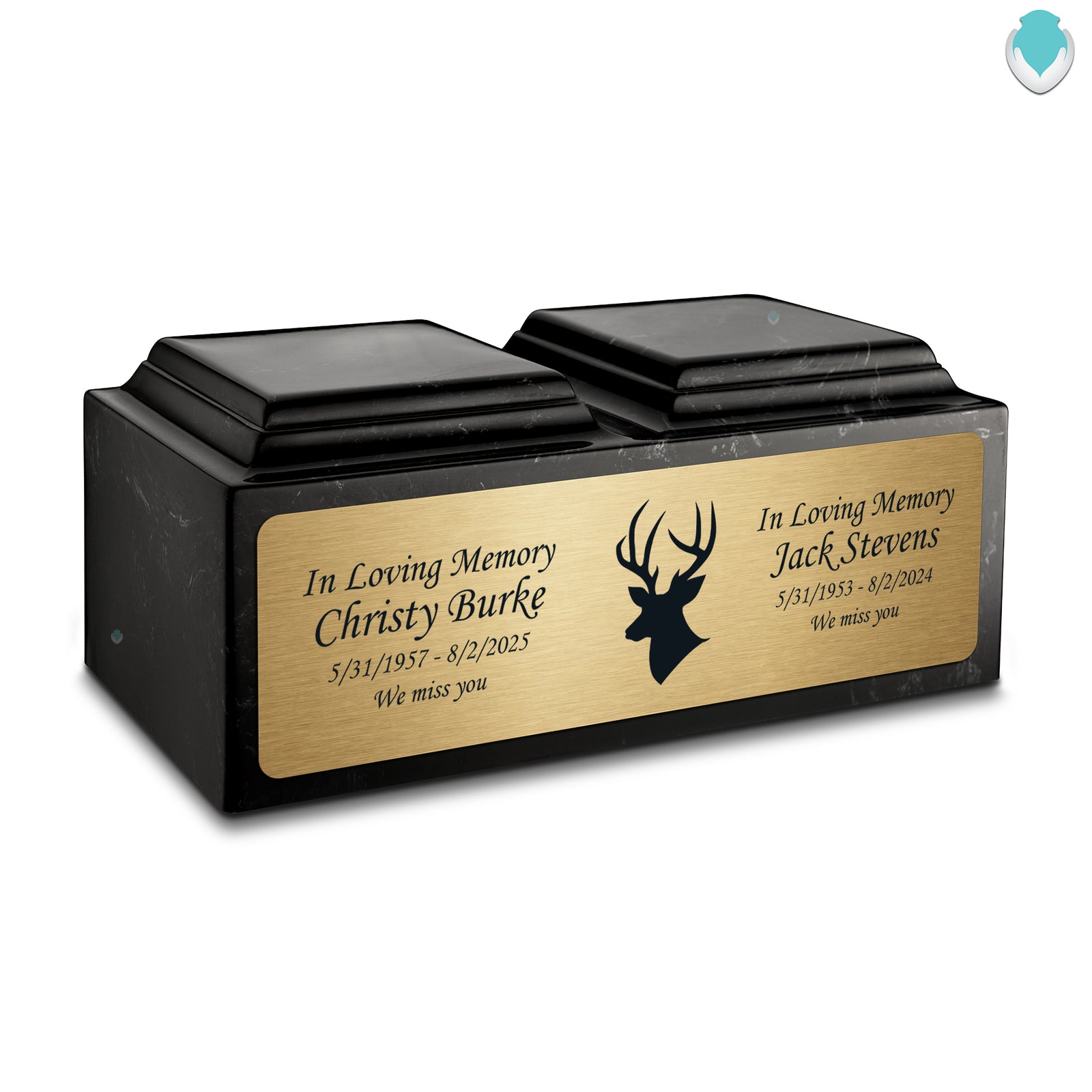 Adult Companion Custom Printed Black and White Deer Cultured Marble Urns by MacKenzie