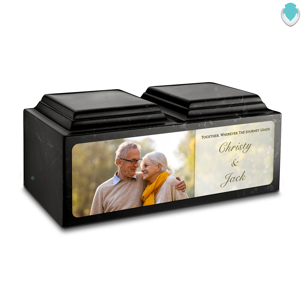 Adult Companion Custom Couple Portrait Black & White Cultured Marble Urns by MacKenzie
