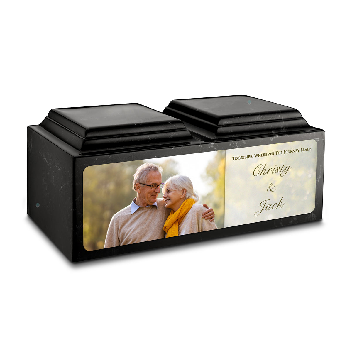 Adult Companion Custom Couple Portrait Black &amp; White Cultured Marble Urns by MacKenzie
