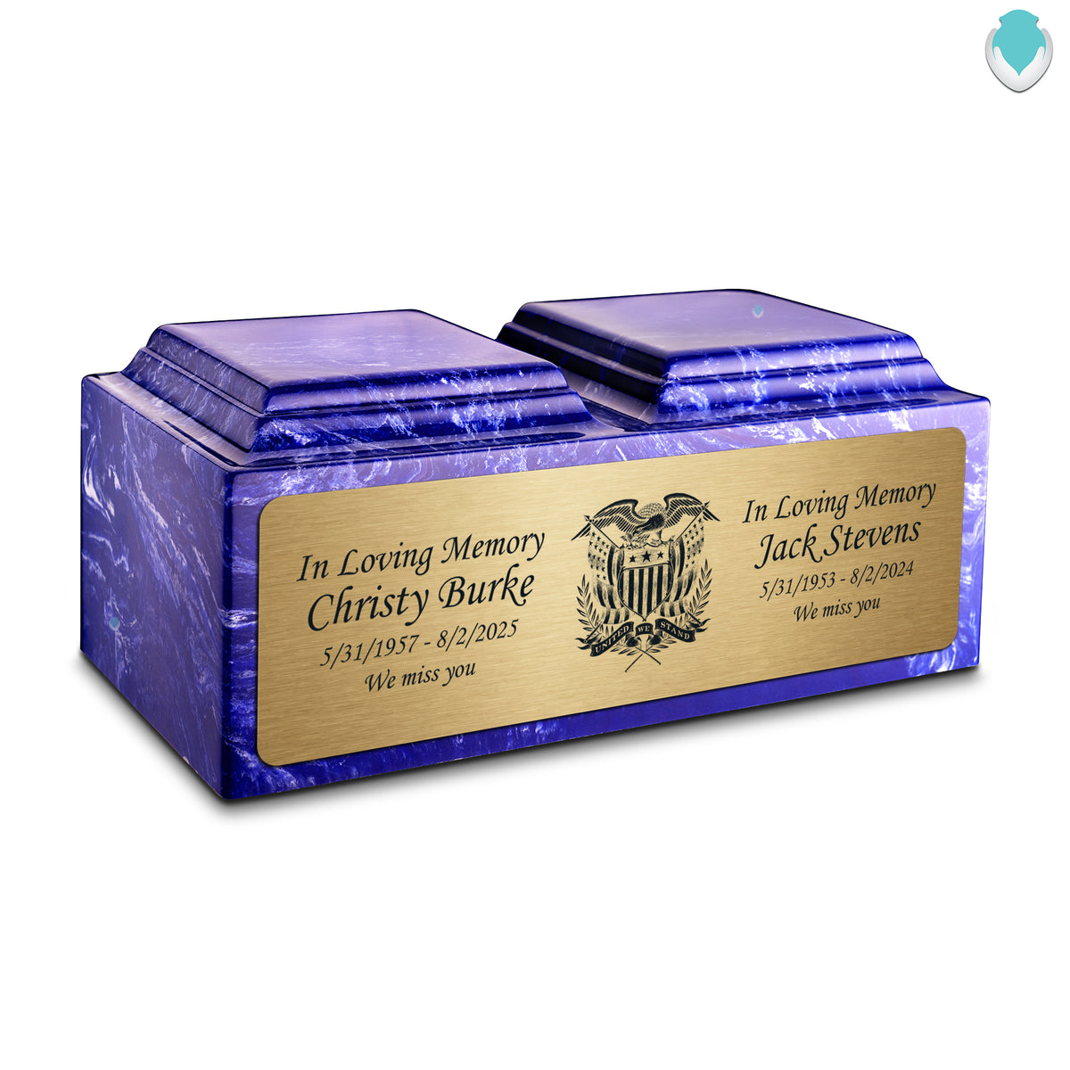 Adult Companion Custom Printed Cobalt American Glory Cultured Marble Urns by MacKenzie