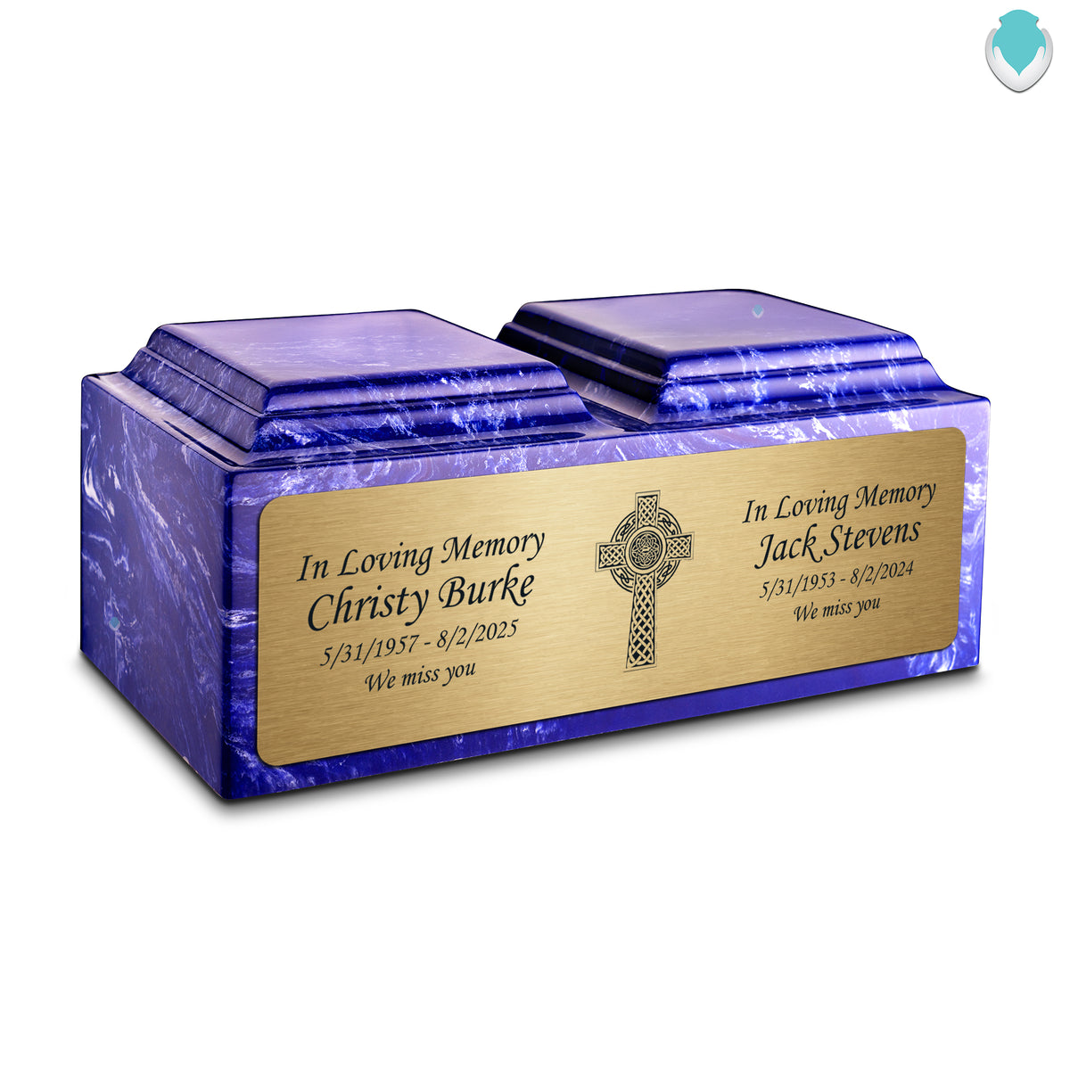 Adult Companion Custom Printed Cobalt Celtic Cross Cultured Marble Urns by MacKenzie