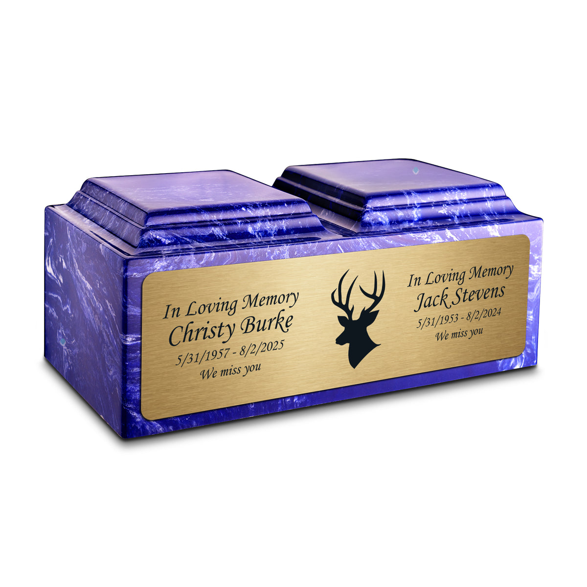 Adult Companion Custom Printed Cobalt Deer Cultured Marble Urns by MacKenzie