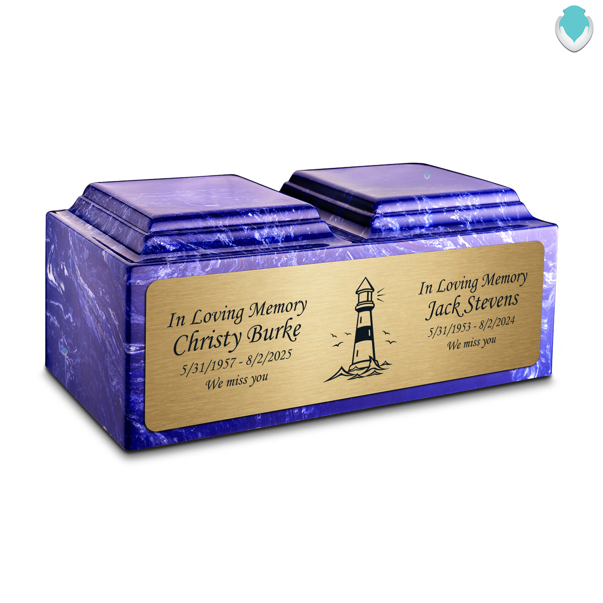 Adult Companion Custom Printed Cobalt Lighthouse Cultured Marble Urns by MacKenzie