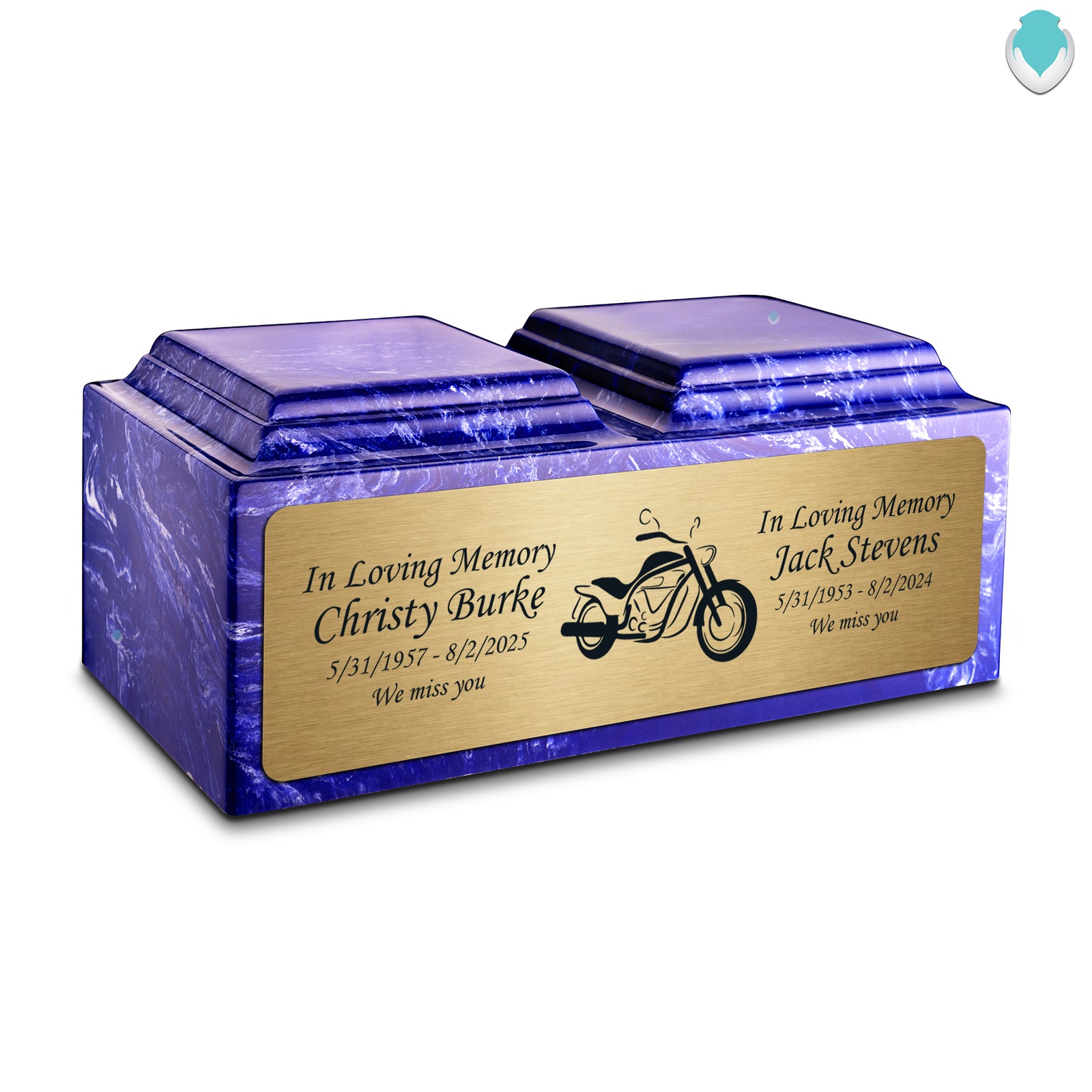Adult Companion Custom Printed Cobalt Motorcycle Cultured Marble Urns by MacKenzie