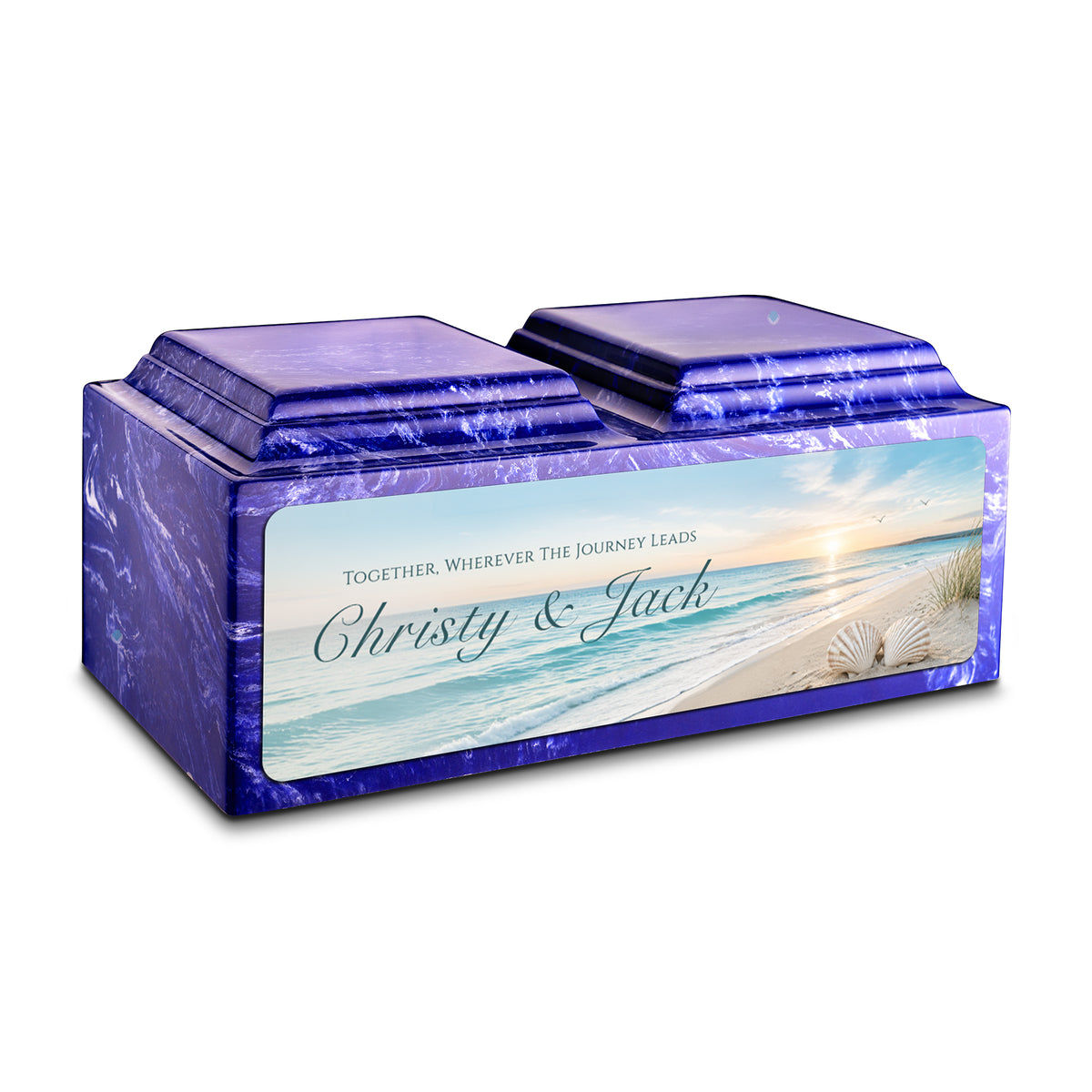 Adult Companion Custom Ocean Memorial Cobalt Cultured Marble Urns by MacKenzie