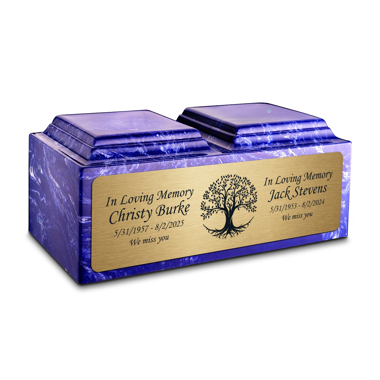 Adult Companion Custom Printed Cobalt Tree of Life Cultured Marble Urns by MacKenzie