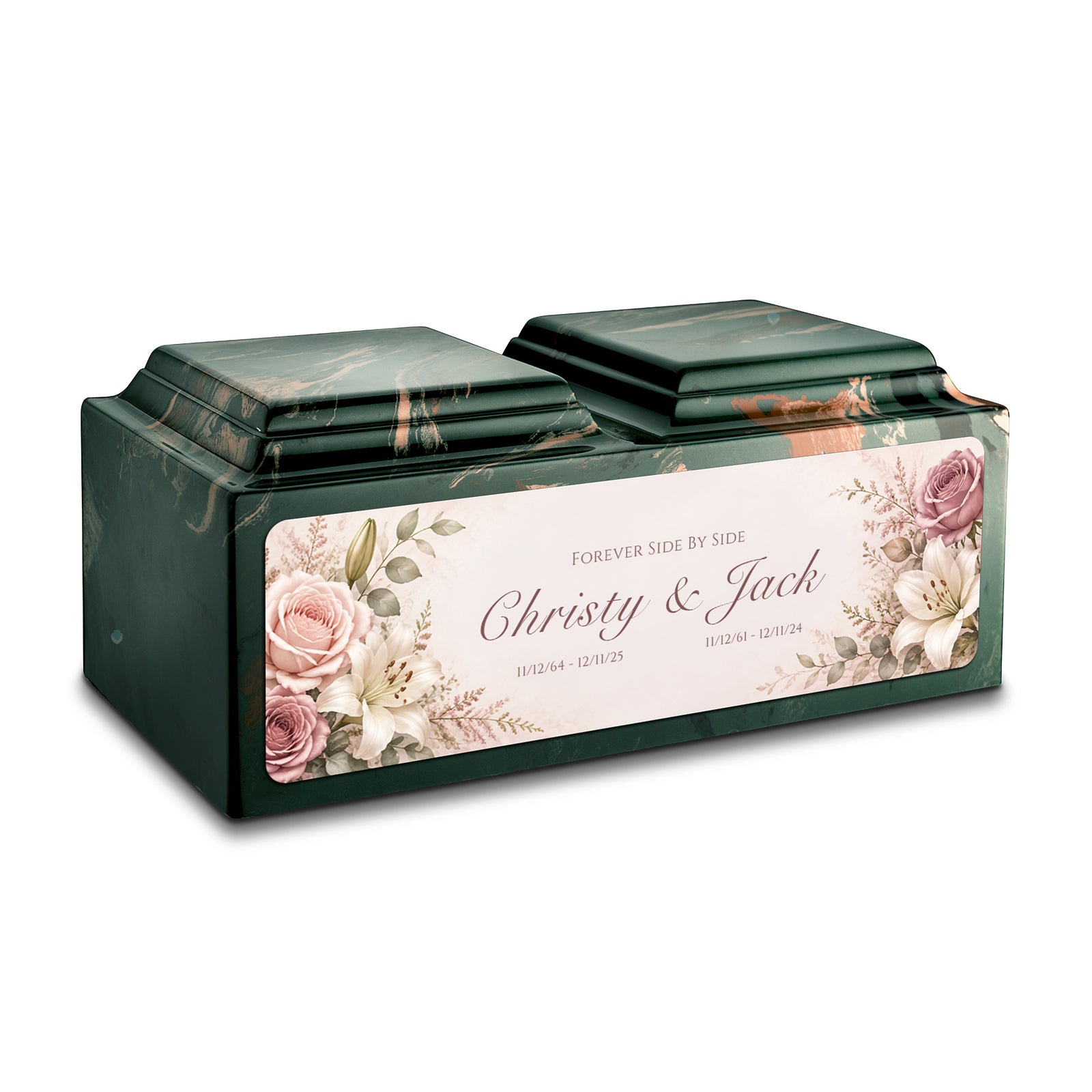 Adult Companion Custom Flower Printed Camo Cultured Marble Urns by MacKenzie