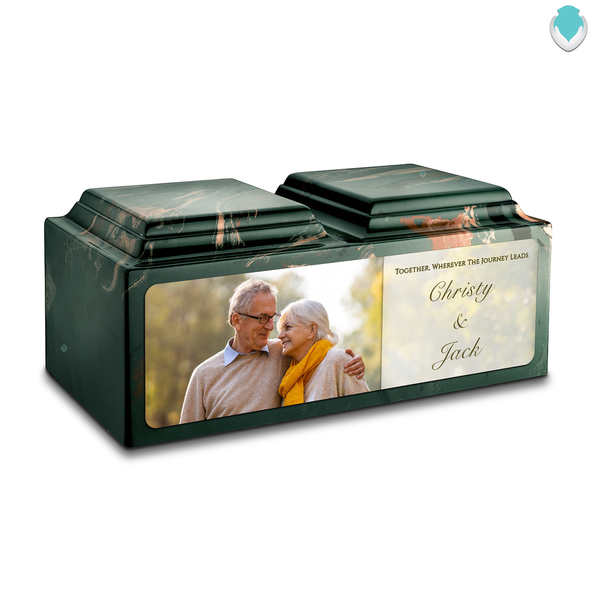 Adult Companion Custom Couple Portrait Camo Cultured Marble Urns by MacKenzie