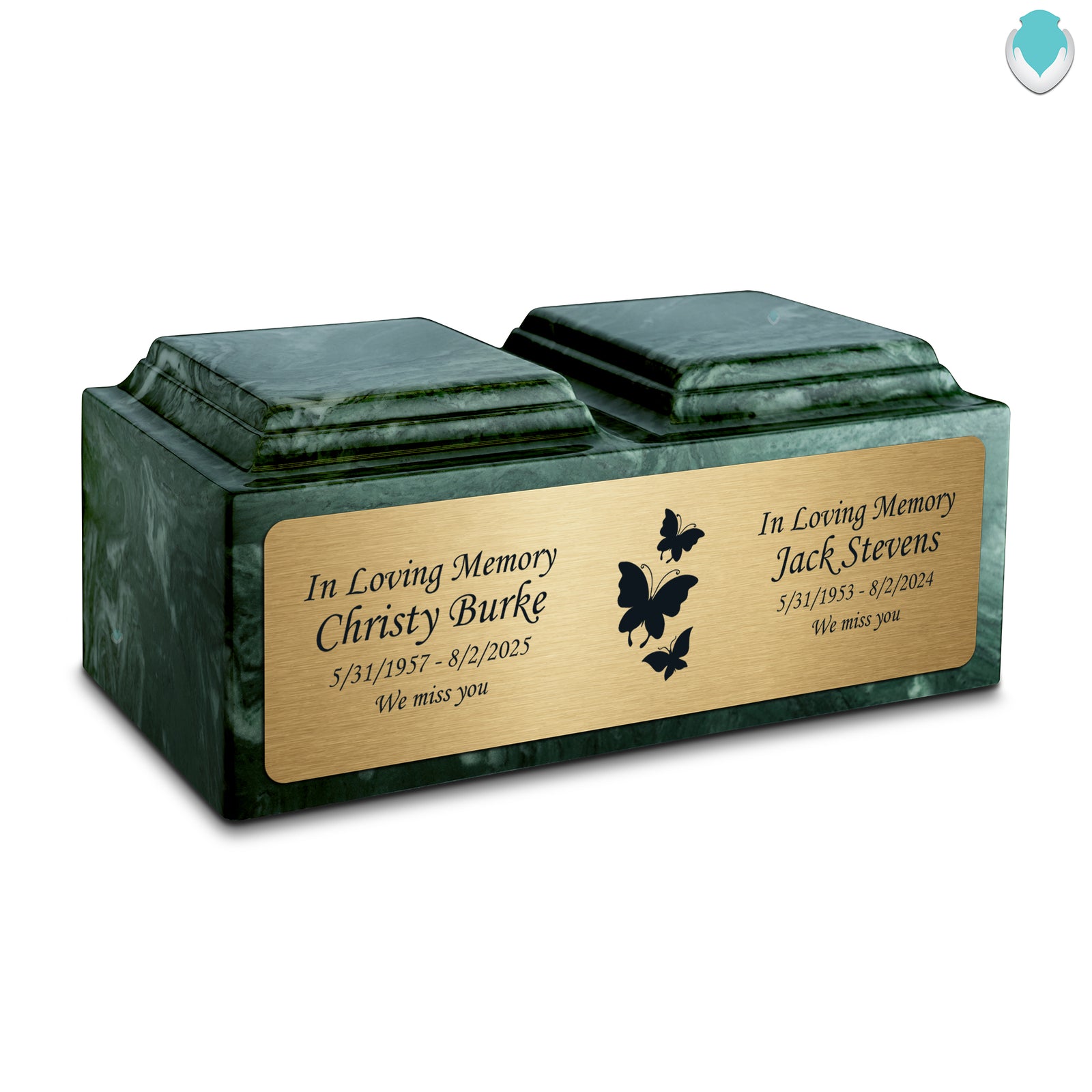 Adult Companion Custom Printed Evergreen Butterflies Cultured Marble Urns by MacKenzie