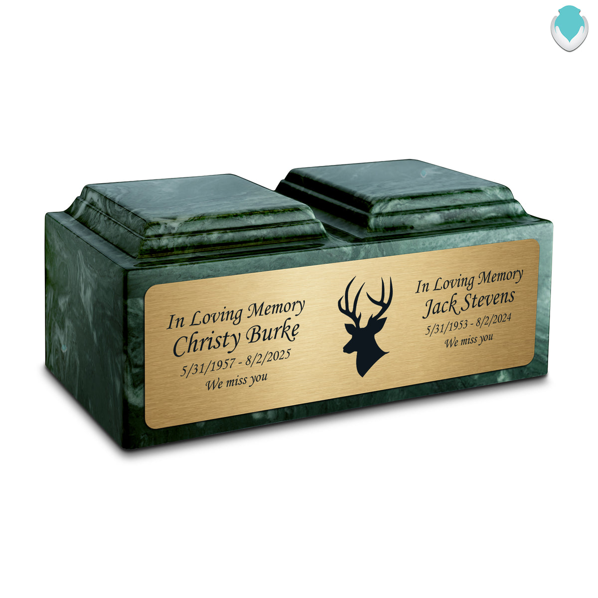 Adult Companion Custom Printed Evergreen Deer Cultured Marble Urns by MacKenzie