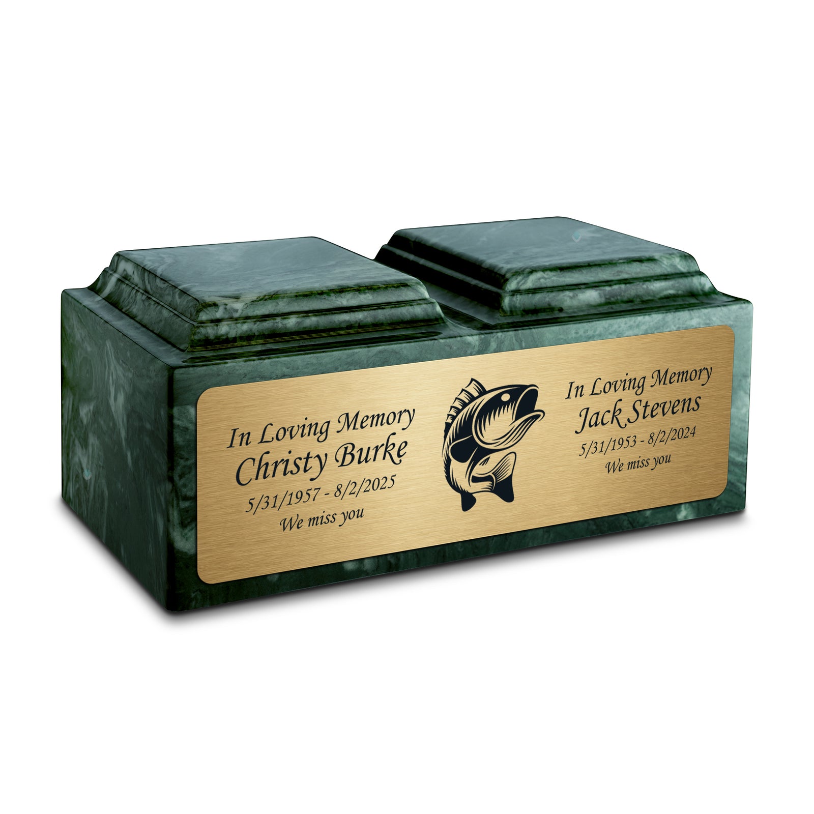 Adult Companion Custom Printed Evergreen Fishing Cultured Marble Urns by MacKenzie