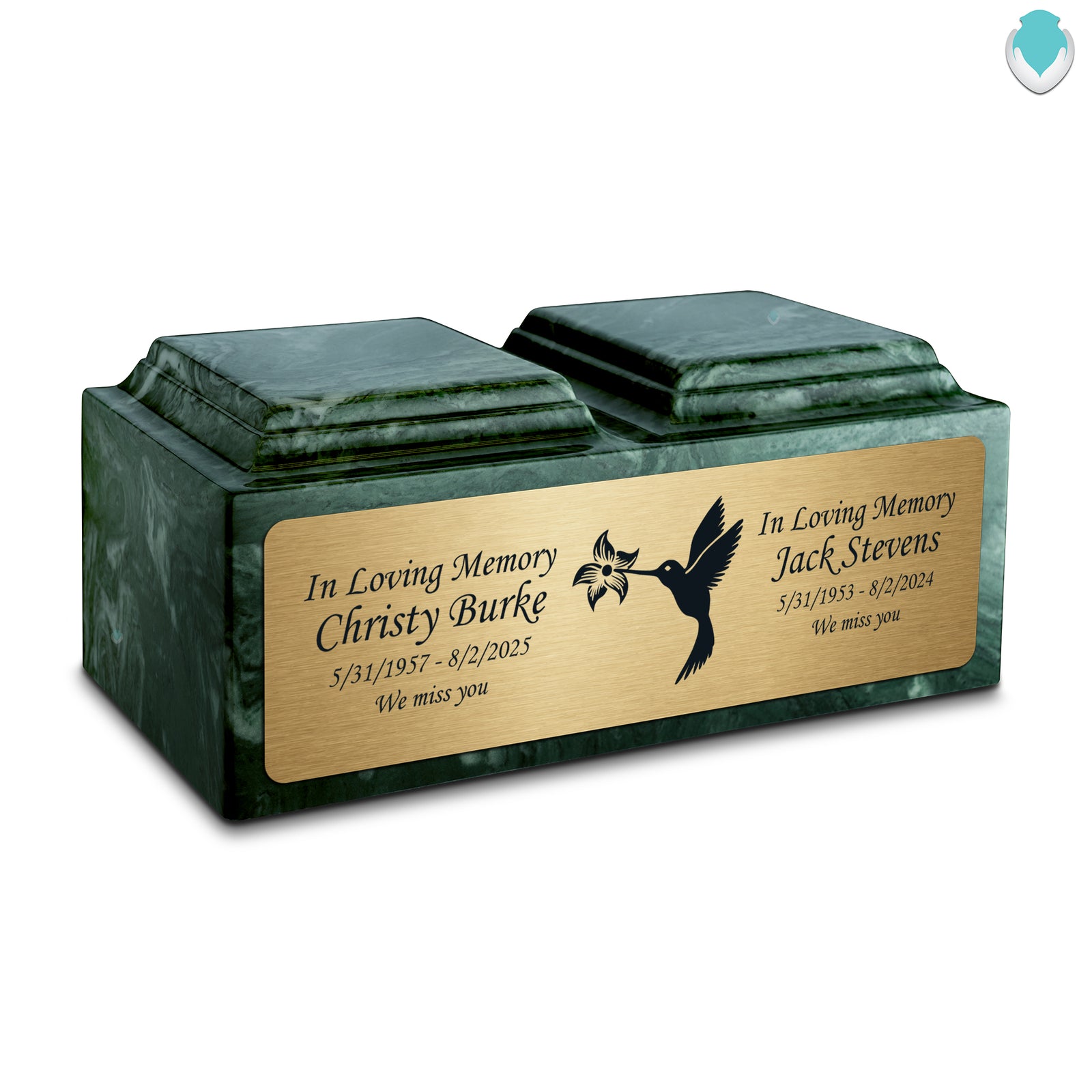 Adult Companion Custom Printed Evergreen Hummingbird Cultured Marble Urns by MacKenzie