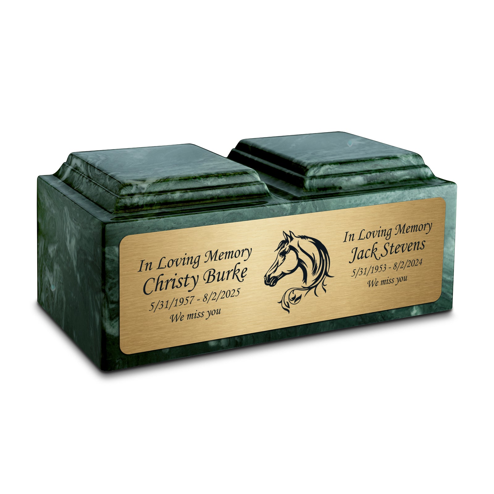 Adult Companion Custom Printed Evergreen Horse Cultured Marble Urns by MacKenzie