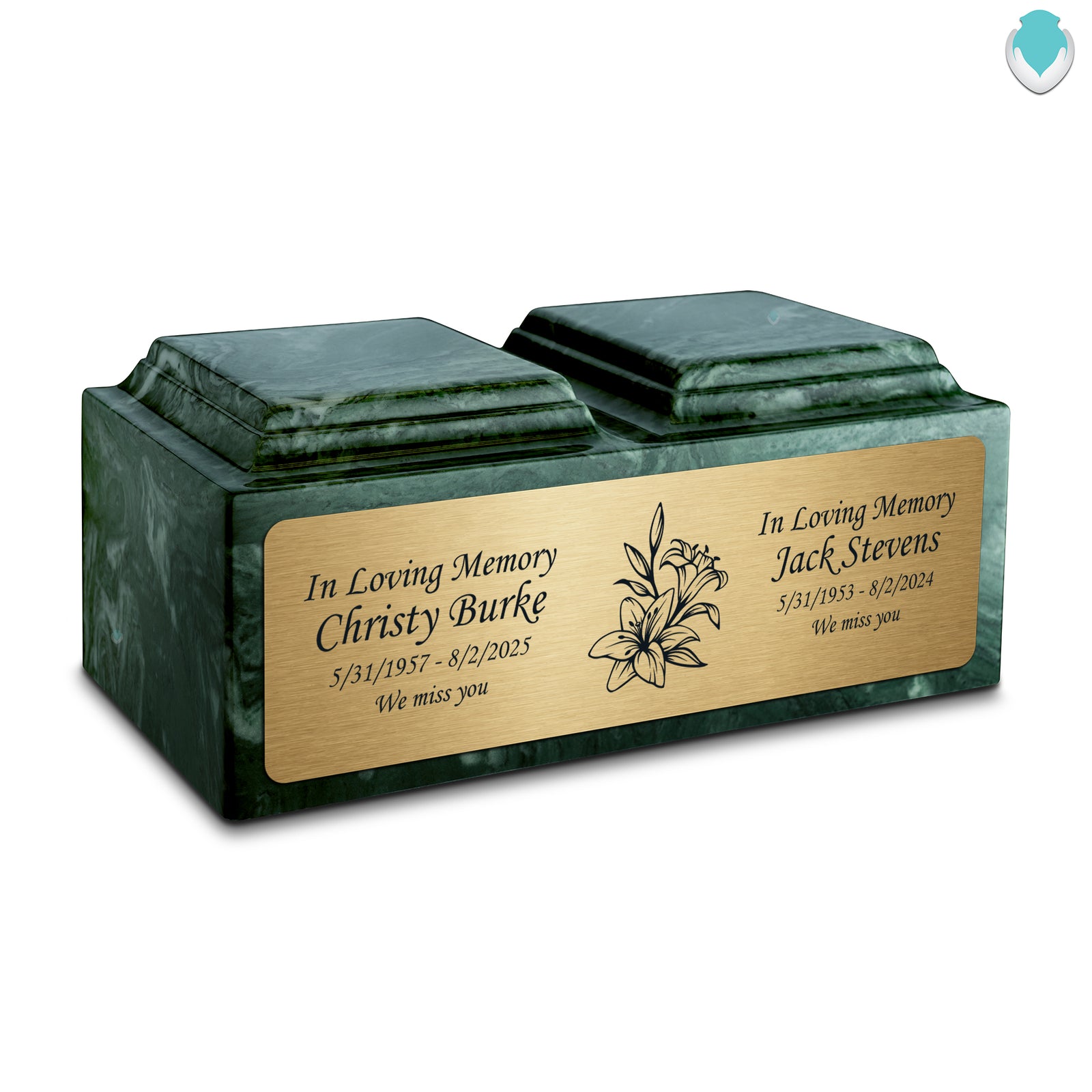 Adult Companion Custom Printed Evergreen Lily Cultured Marble Urns by MacKenzie