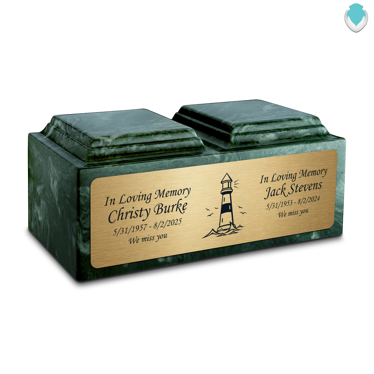 Adult Companion Custom Printed Evergreen Lighthouse Cultured Marble Urns by MacKenzie