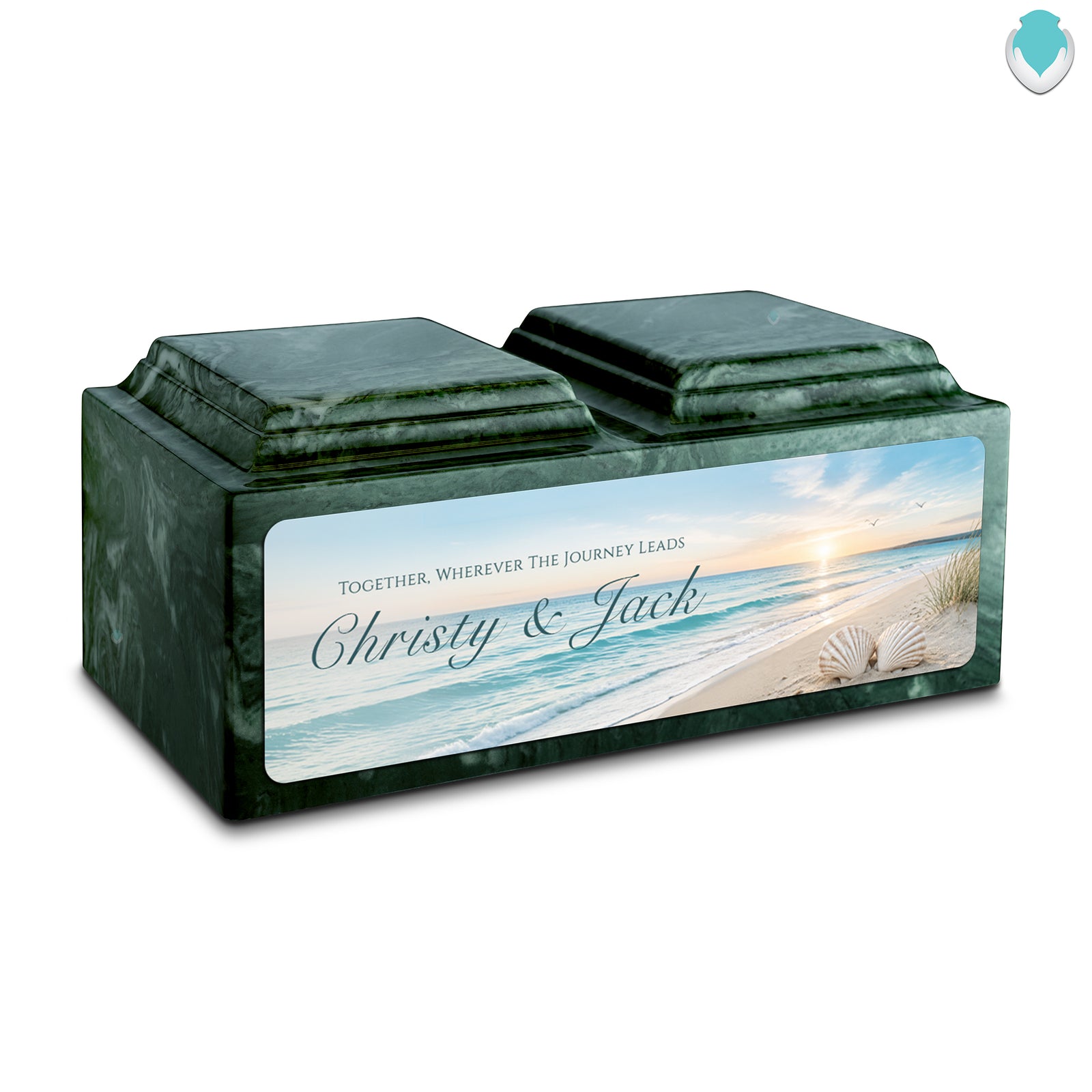 Adult Companion Custom Ocean Memorial Evergreen Cultured Marble Urns by MacKenzie