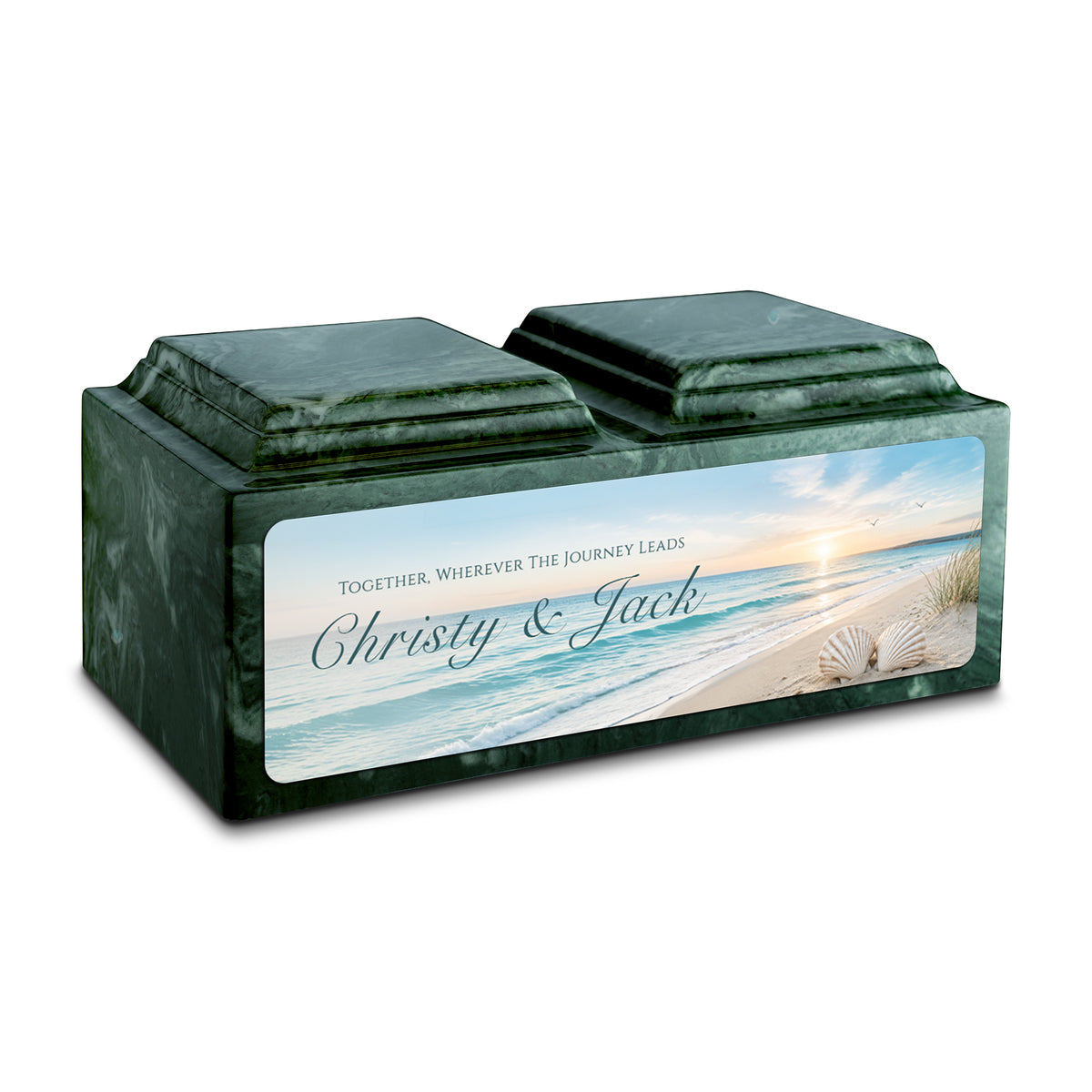 Adult Companion Custom Ocean Memorial Evergreen Cultured Marble Urns by MacKenzie