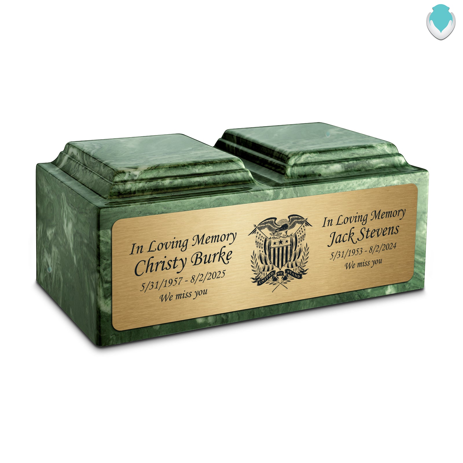 Adult Companion Custom Printed Emerald American Glory Cultured Marble Urns by MacKenzie