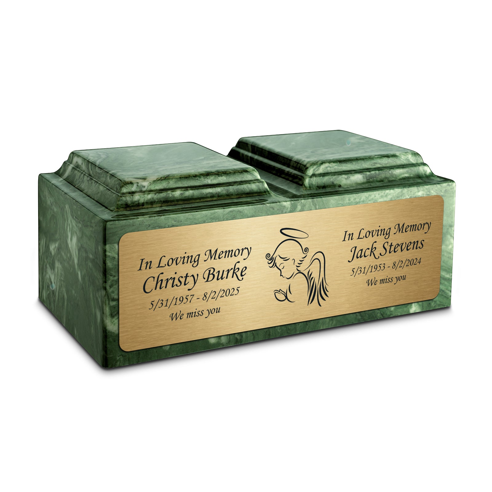 Adult Companion Custom Printed Emerald Angel Cultured Marble Urns by MacKenzie