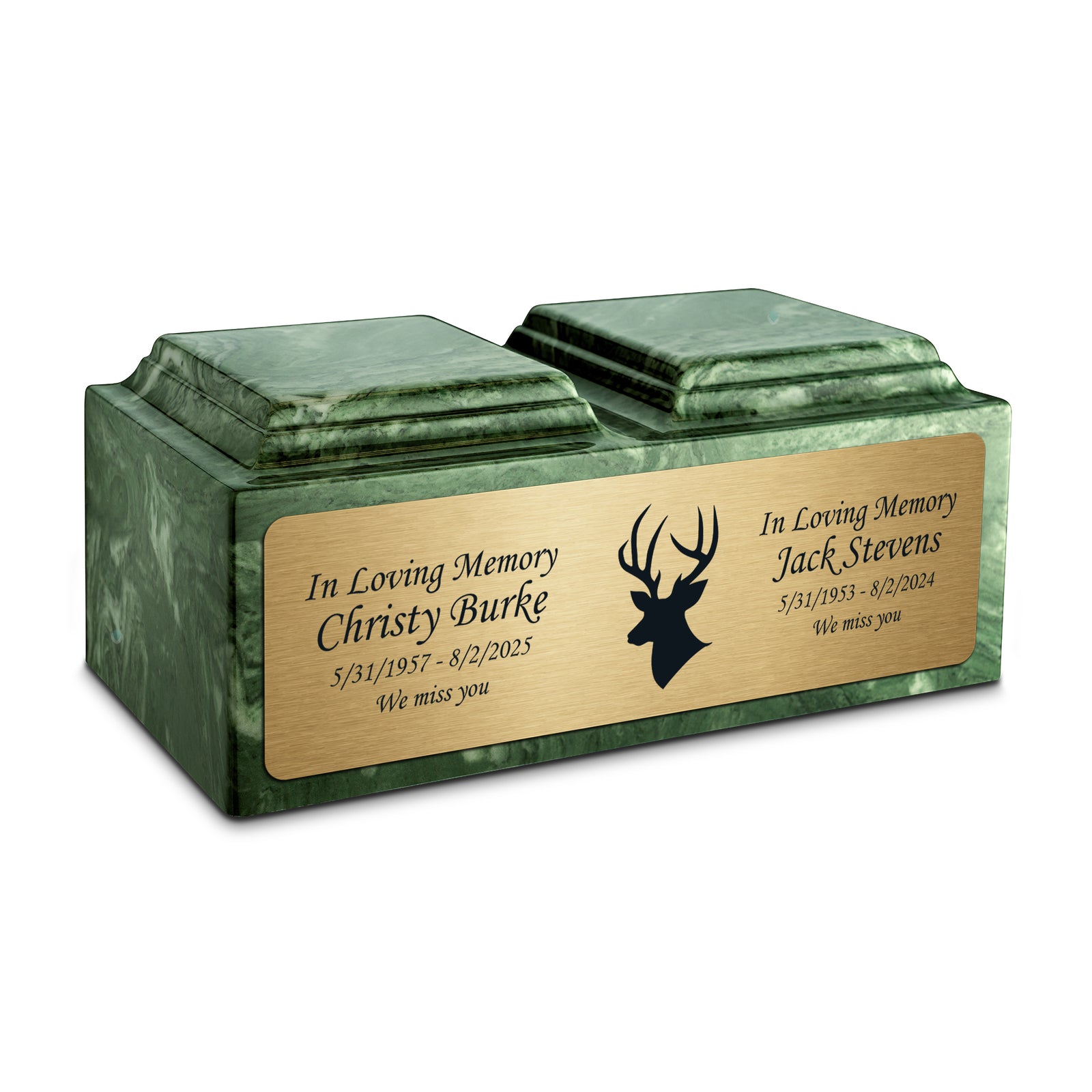 Adult Companion Custom Printed Emerald Deer Cultured Marble Urns by MacKenzie