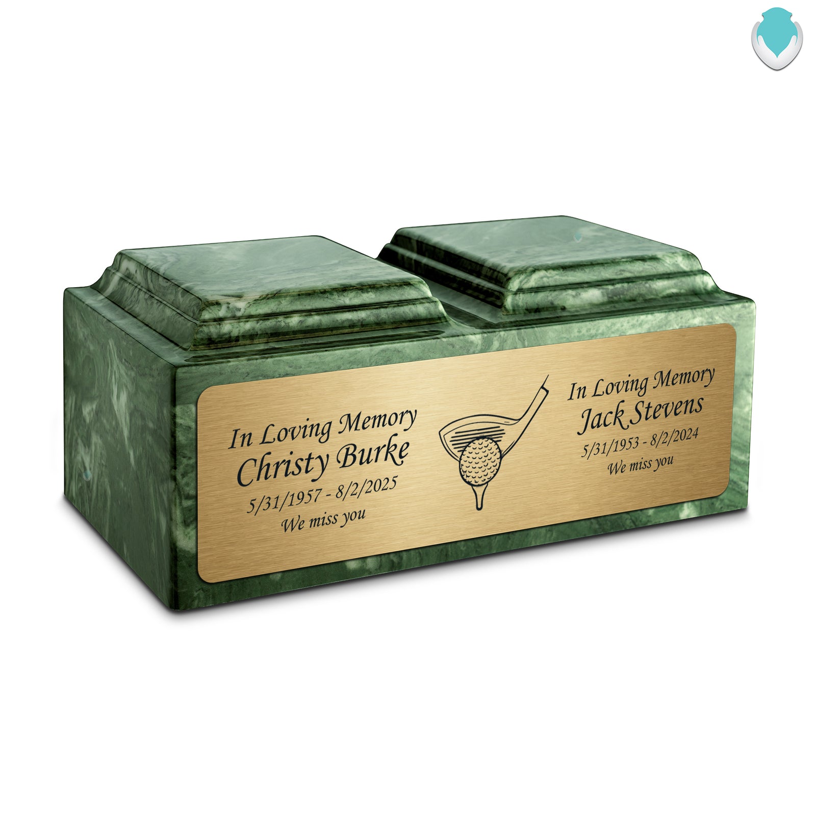 Adult Companion Custom Printed Emerald Golf Cultured Marble Urns by MacKenzie