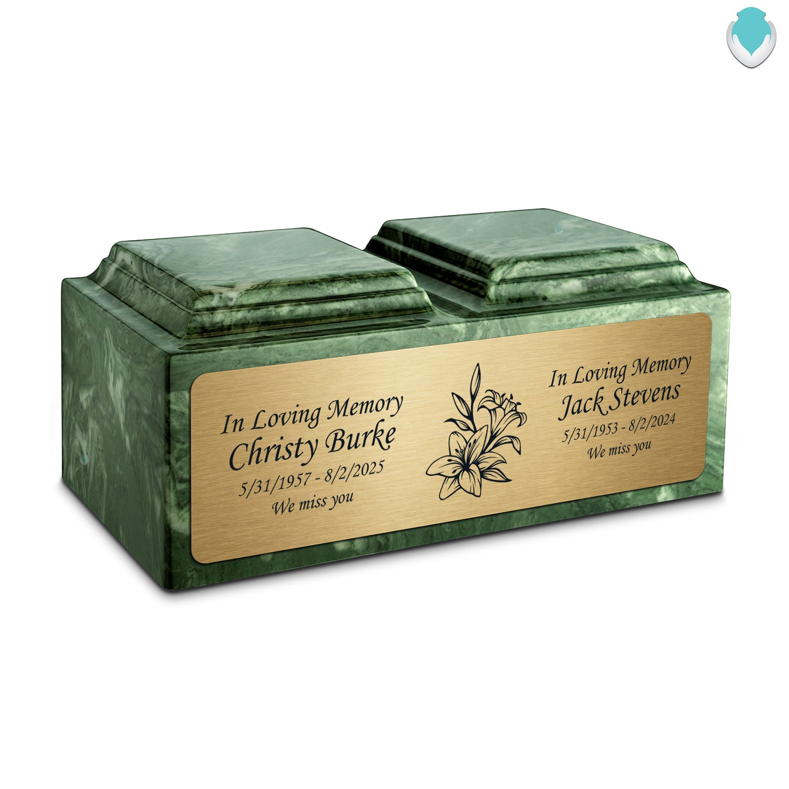 Adult Companion Custom Printed Emerald Lily Cultured Marble Urns by MacKenzie